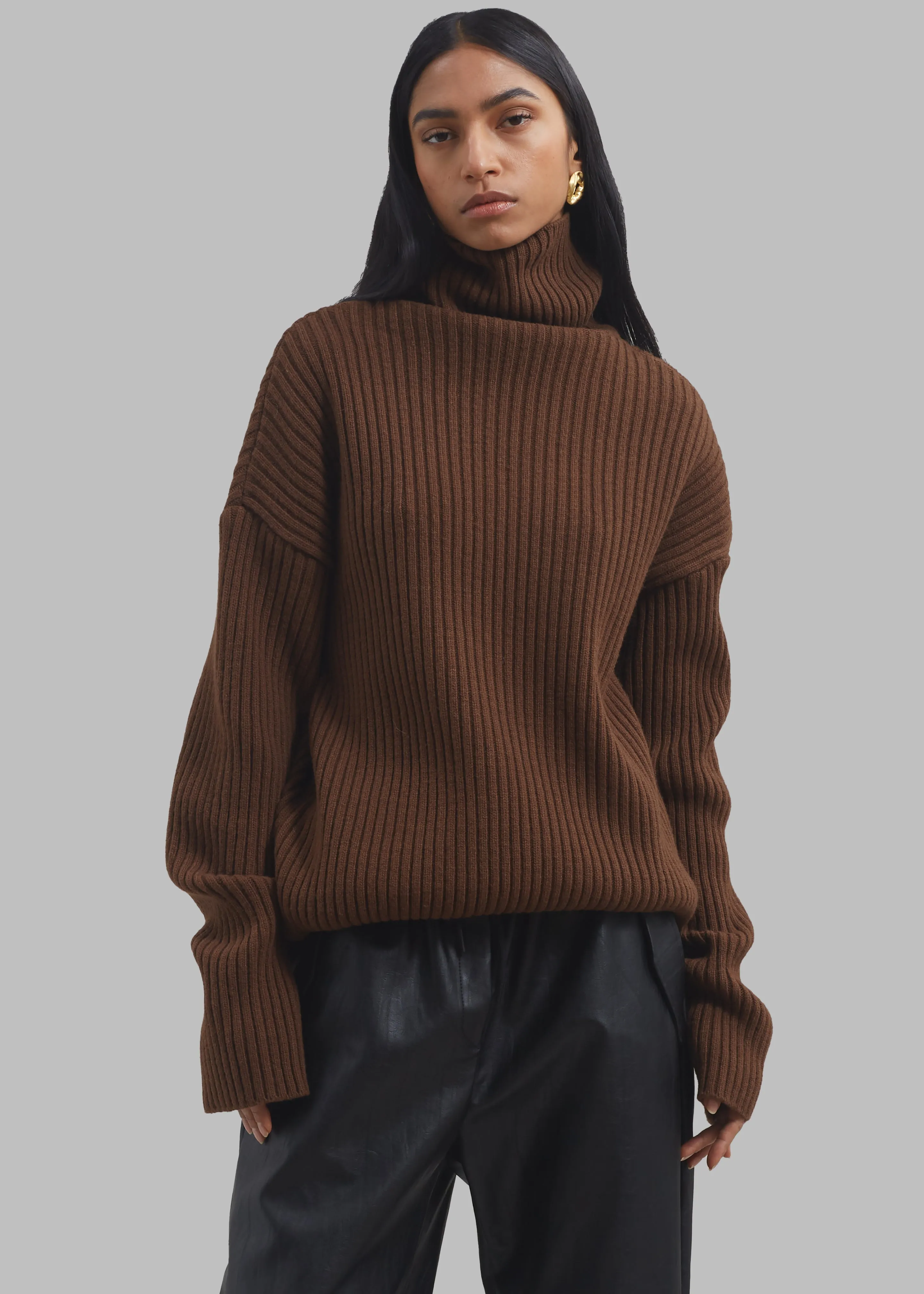 Thelma Ribbed Sweater Dress - Brown sold by Frankie Shop product image thumbnail 4