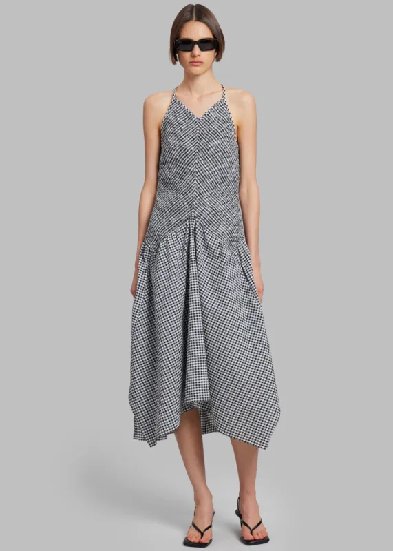 Proenza Schouler White Label Gingham Seersucker Smocked Dress - White/Black sold by Frankie Shop