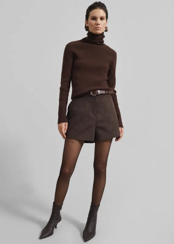 Merida Faux Suede Shorts - Brown sold by Frankie Shop