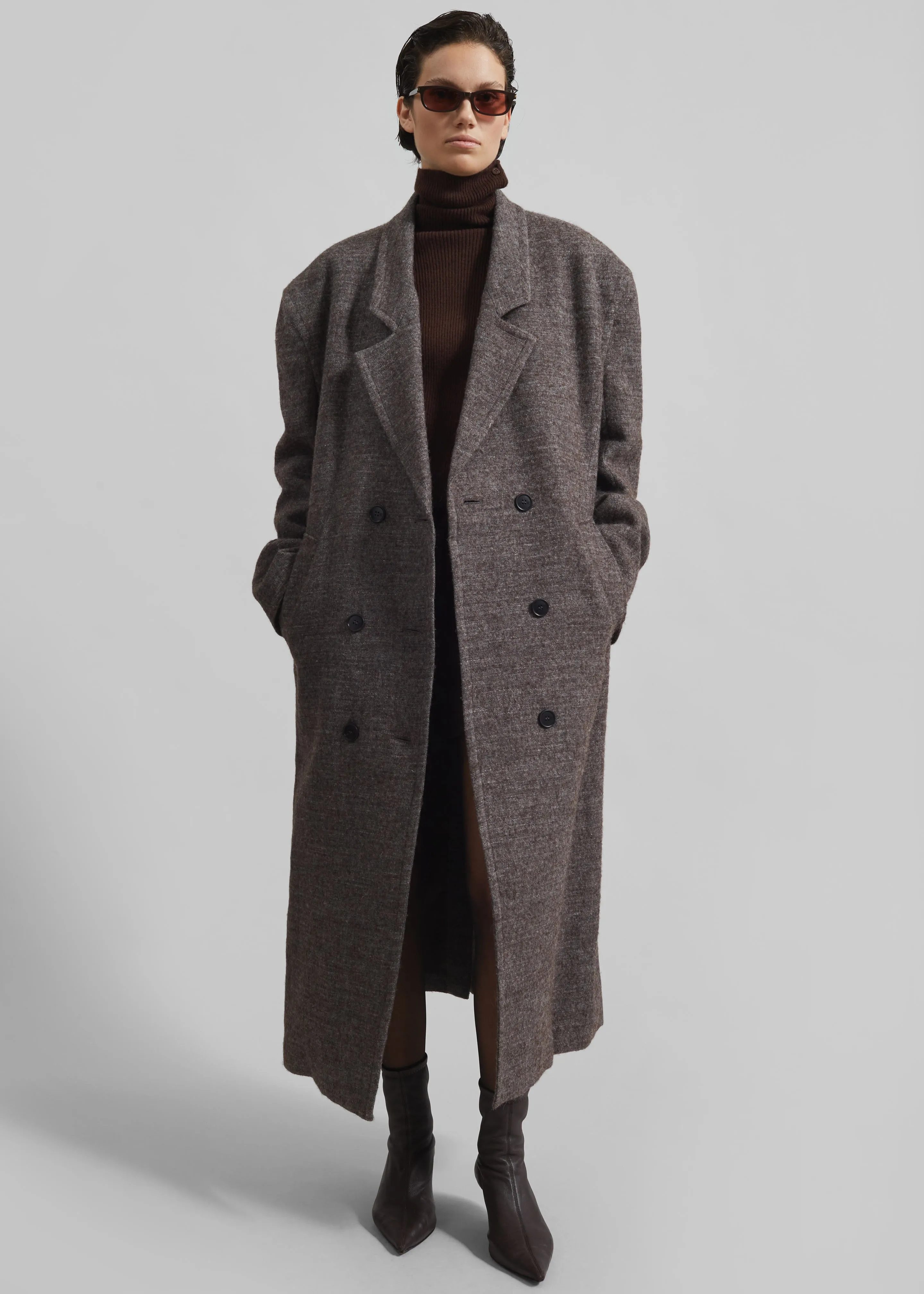 Low Classic Melange Wool Oversized Coat - Grey sold by Frankie Shop product image thumbnail 4