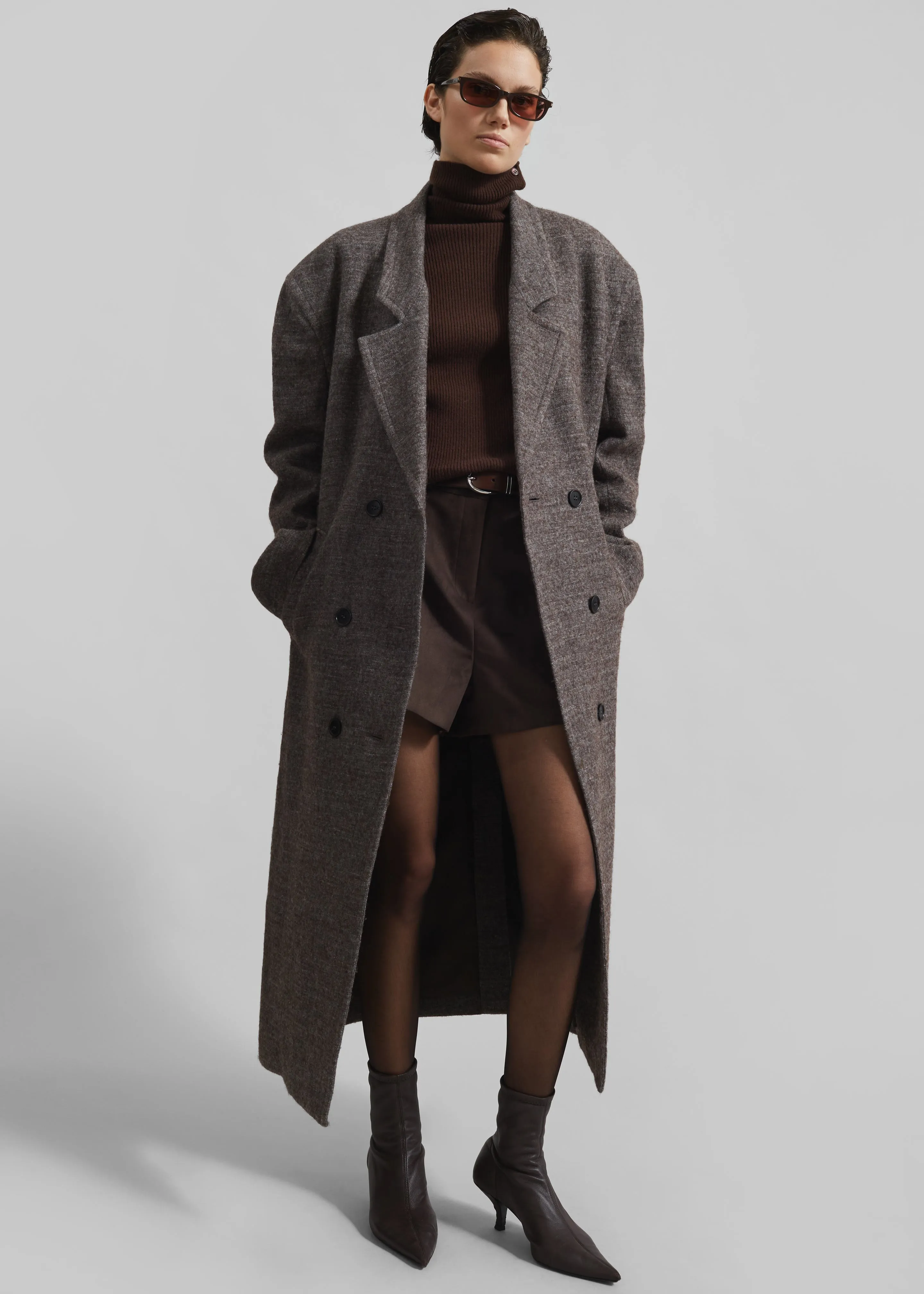 Low Classic Melange Wool Oversized Coat - Grey sold by Frankie Shop