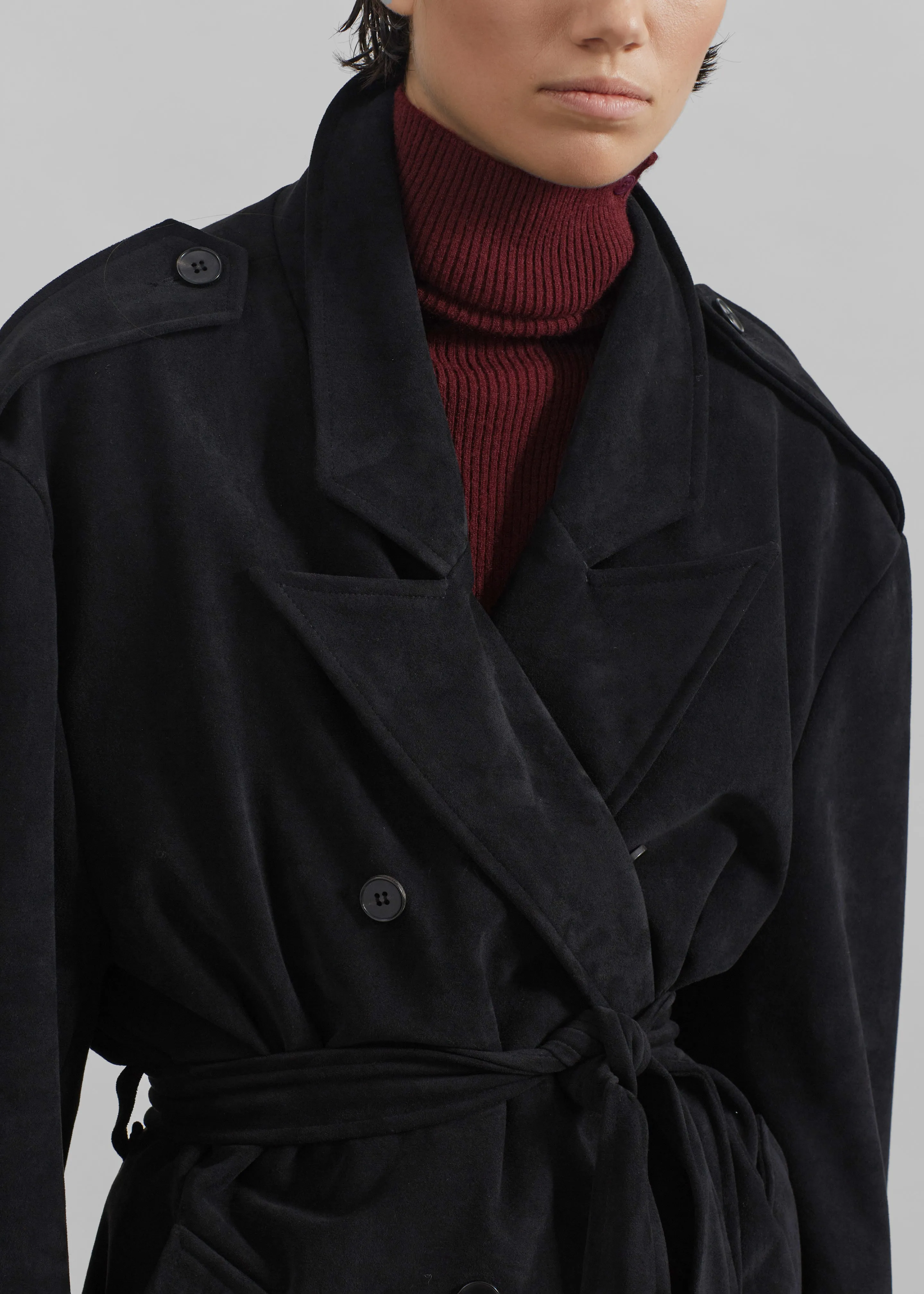 Peoria Faux Suede Trench Coat - Black sold by Frankie Shop product image thumbnail 5
