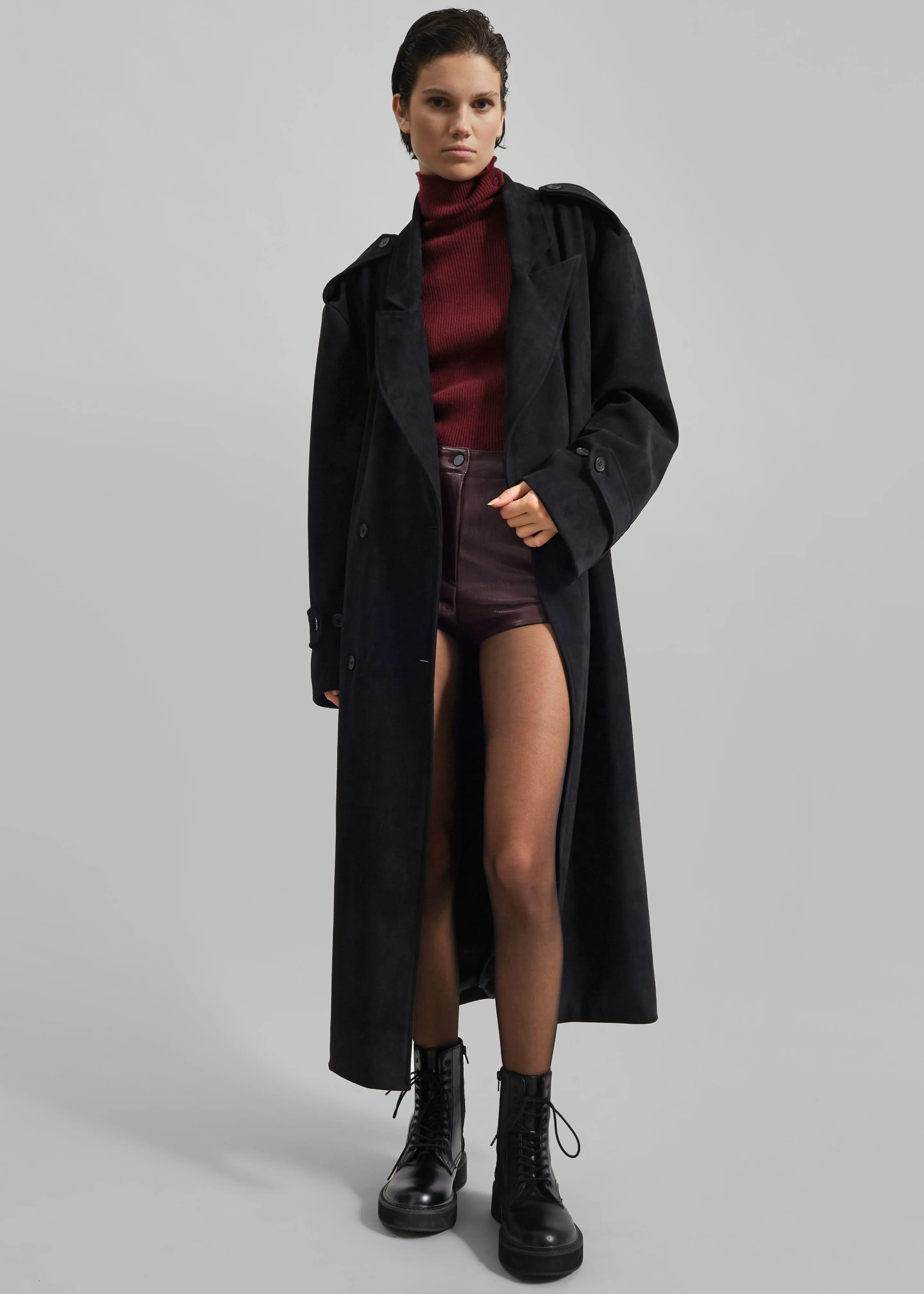 Peoria Faux Suede Trench Coat - Black sold by Frankie Shop product image thumbnail 3