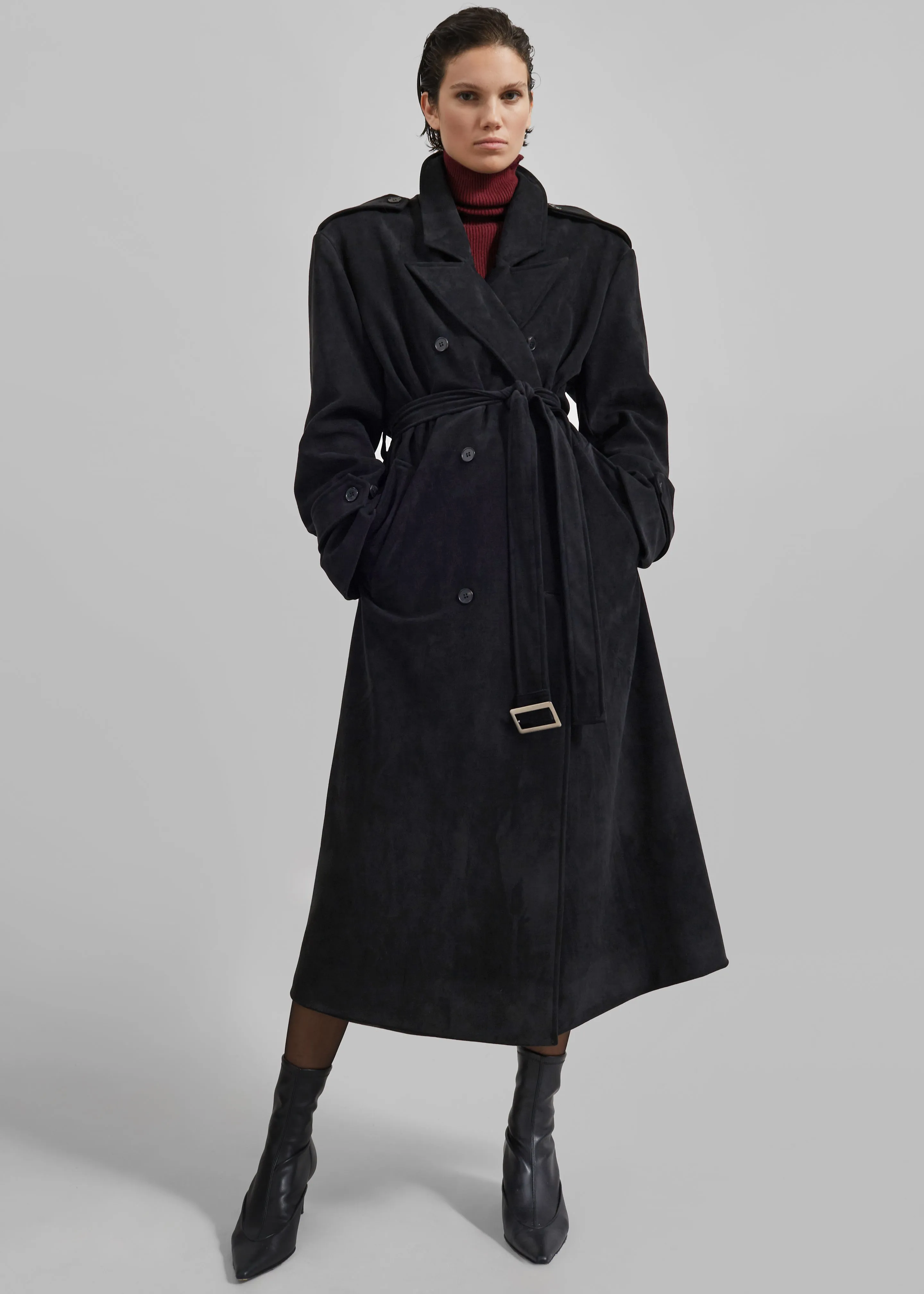 Peoria Faux Suede Trench Coat - Black sold by Frankie Shop product image thumbnail 2