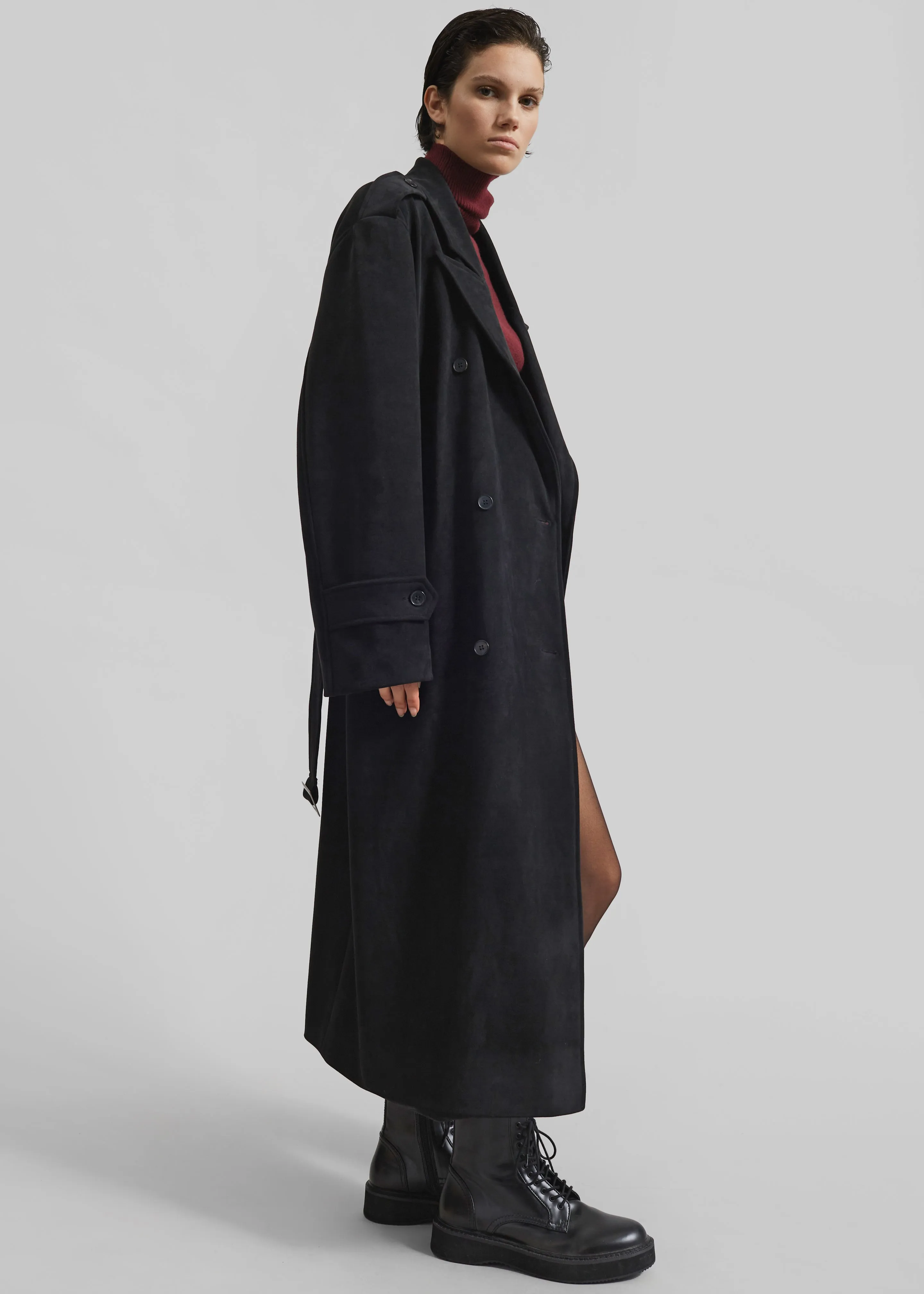Peoria Faux Suede Trench Coat - Black sold by Frankie Shop product image thumbnail 4