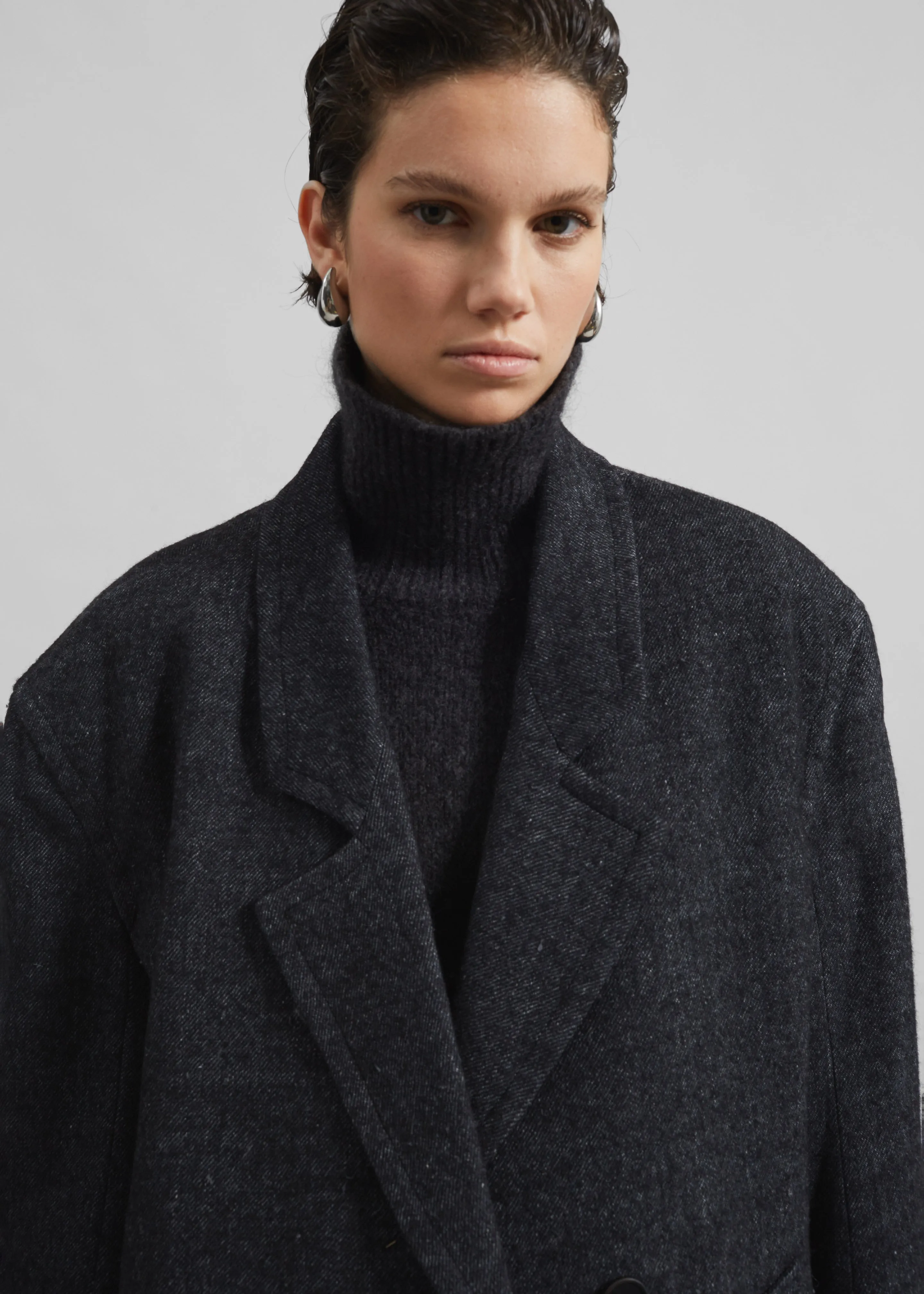 Low Classic Melange Wool Oversized Coat - Black sold by Frankie Shop product image thumbnail 5