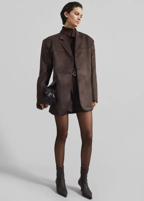 Merida Faux Suede Blazer - Brown sold by Frankie Shop