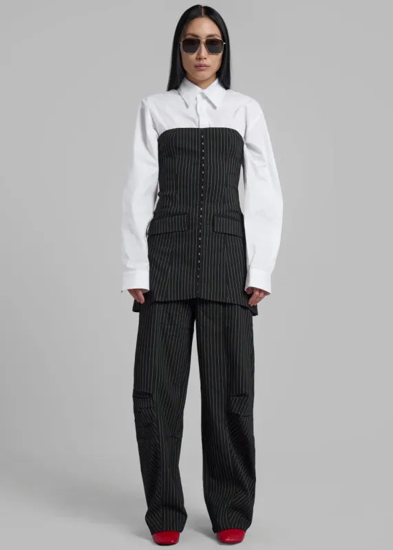 Rotate Stretchy Strapless Top - Black Pinstripe sold by Frankie Shop