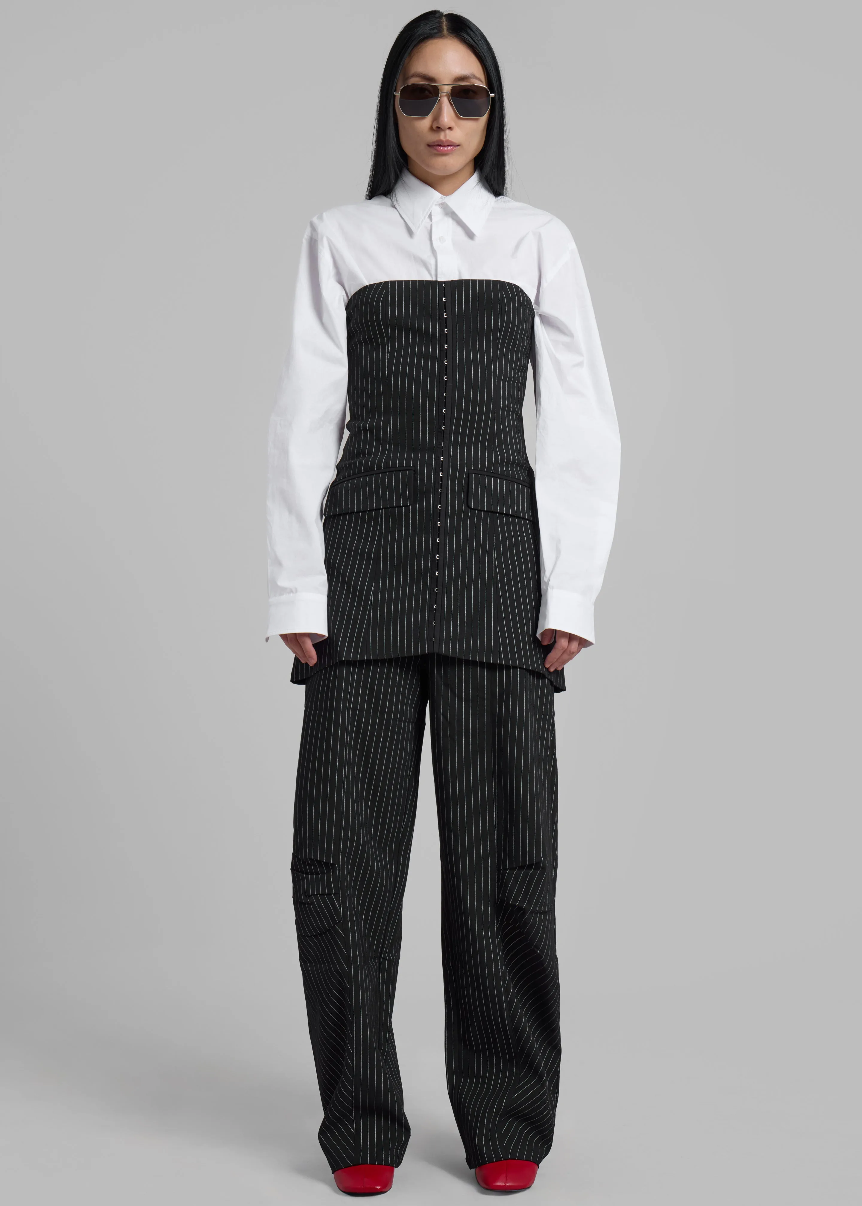 Rotate Stretchy Strapless Top - Black Pinstripe sold by Frankie Shop