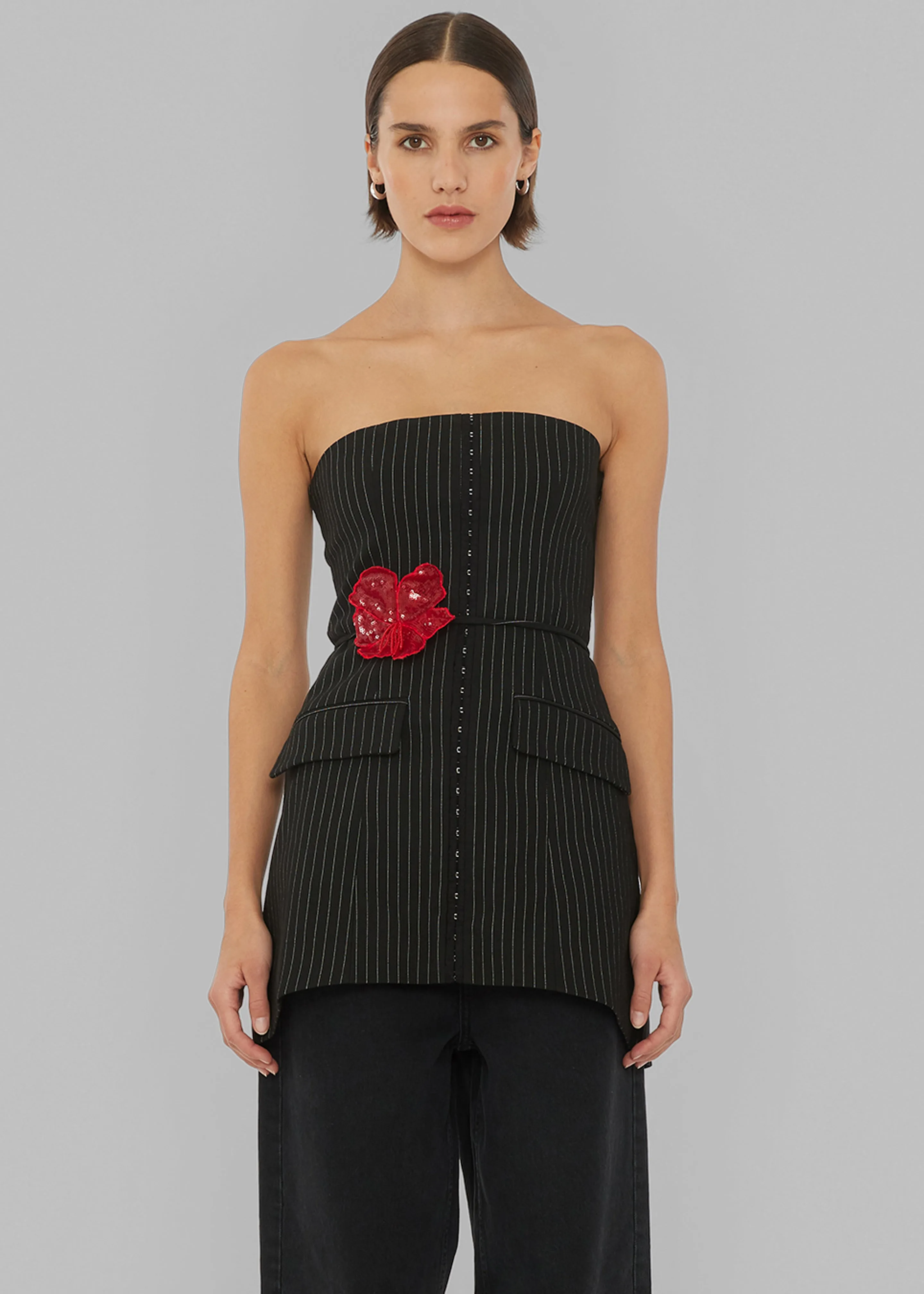 Rotate Stretchy Strapless Top - Black Pinstripe sold by Frankie Shop product image thumbnail 2