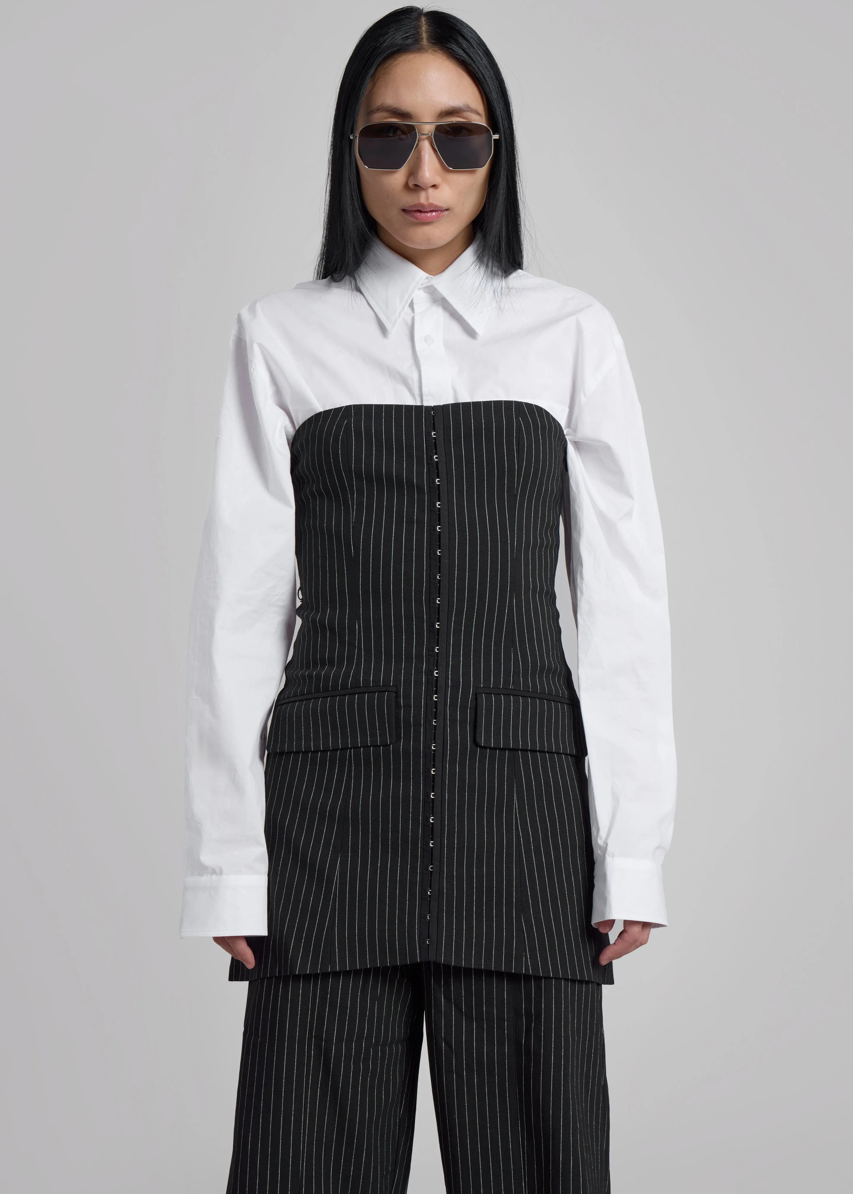 Rotate Stretchy Strapless Top - Black Pinstripe sold by Frankie Shop product image thumbnail 3