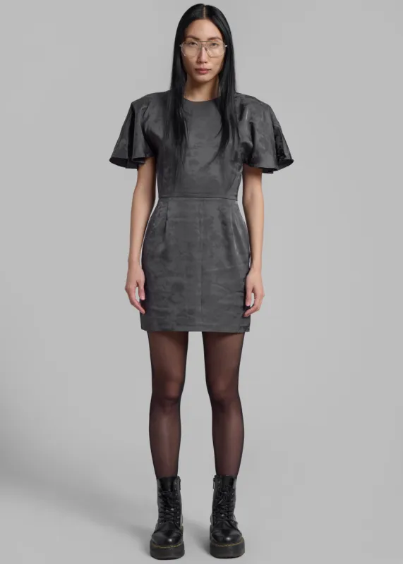 Rotate Short Sleeve Mini Dress - Gray Print made by Frankie Shop