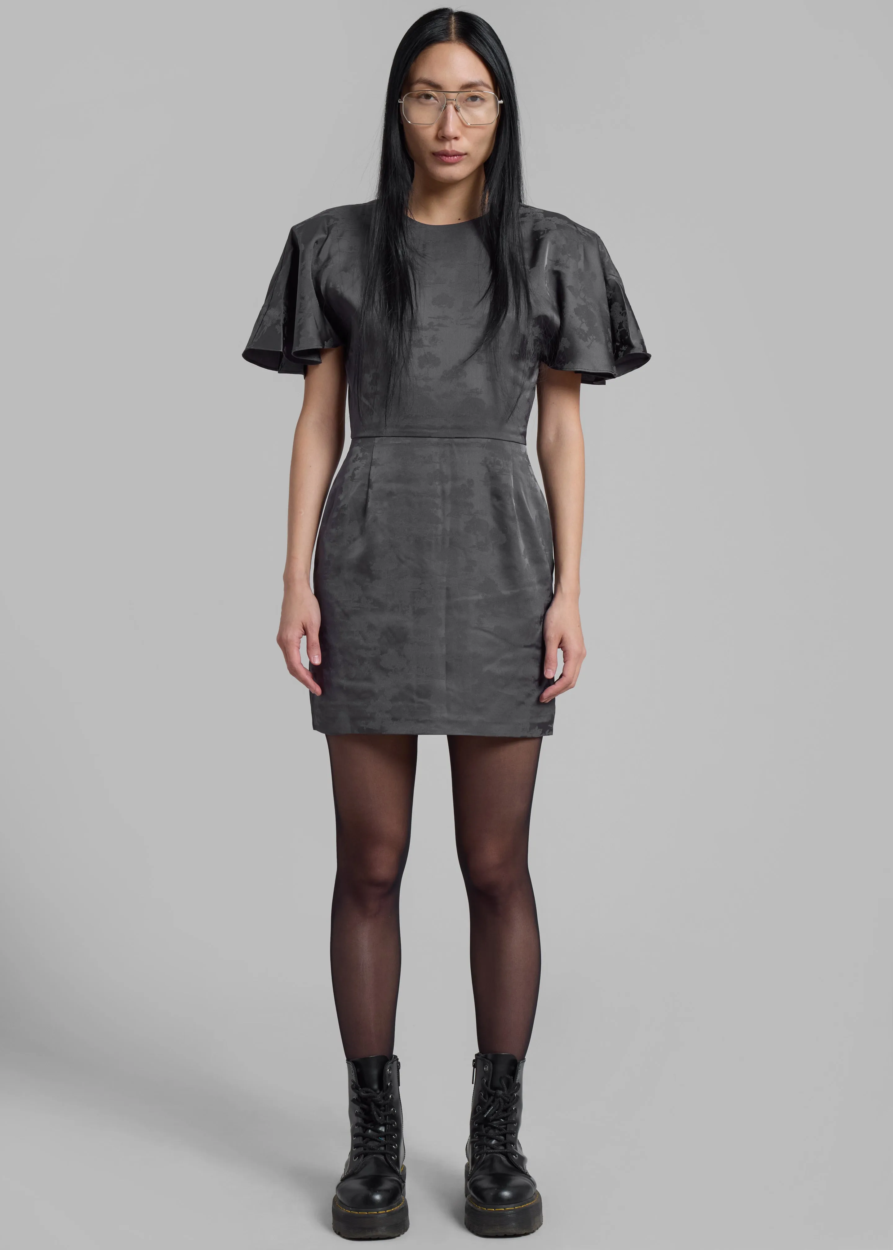 Rotate Short Sleeve Mini Dress - Gray Print sold by Frankie Shop