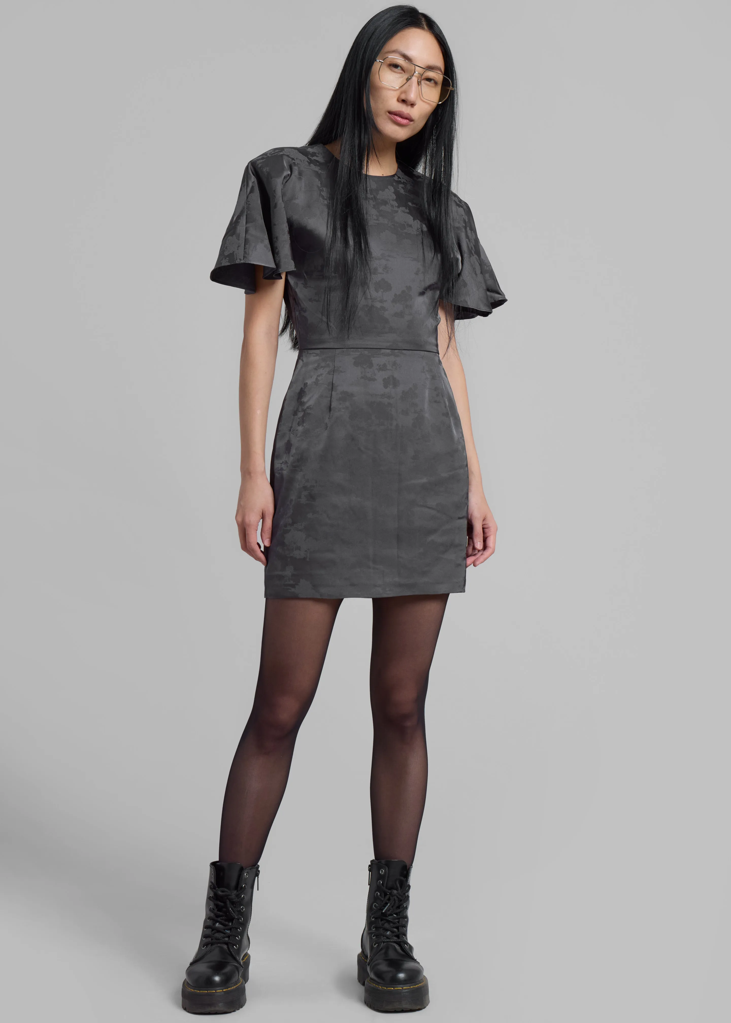 Rotate Short Sleeve Mini Dress - Gray Print sold by Frankie Shop product image thumbnail 5