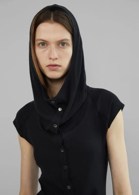 Low Classic Button Up Hoodie - Black made by Frankie Shop