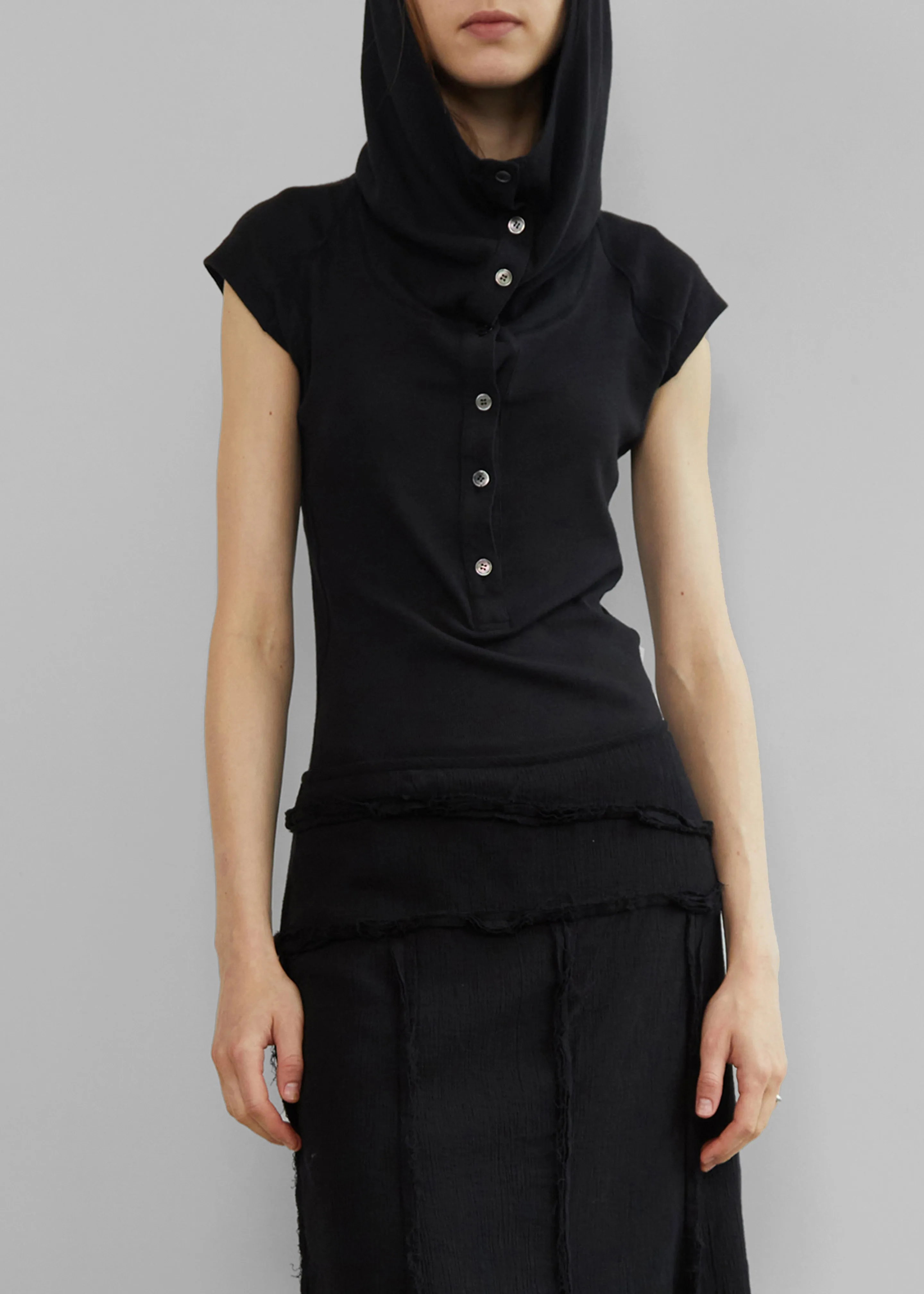 Low Classic Button Up Hoodie - Black | Parallel