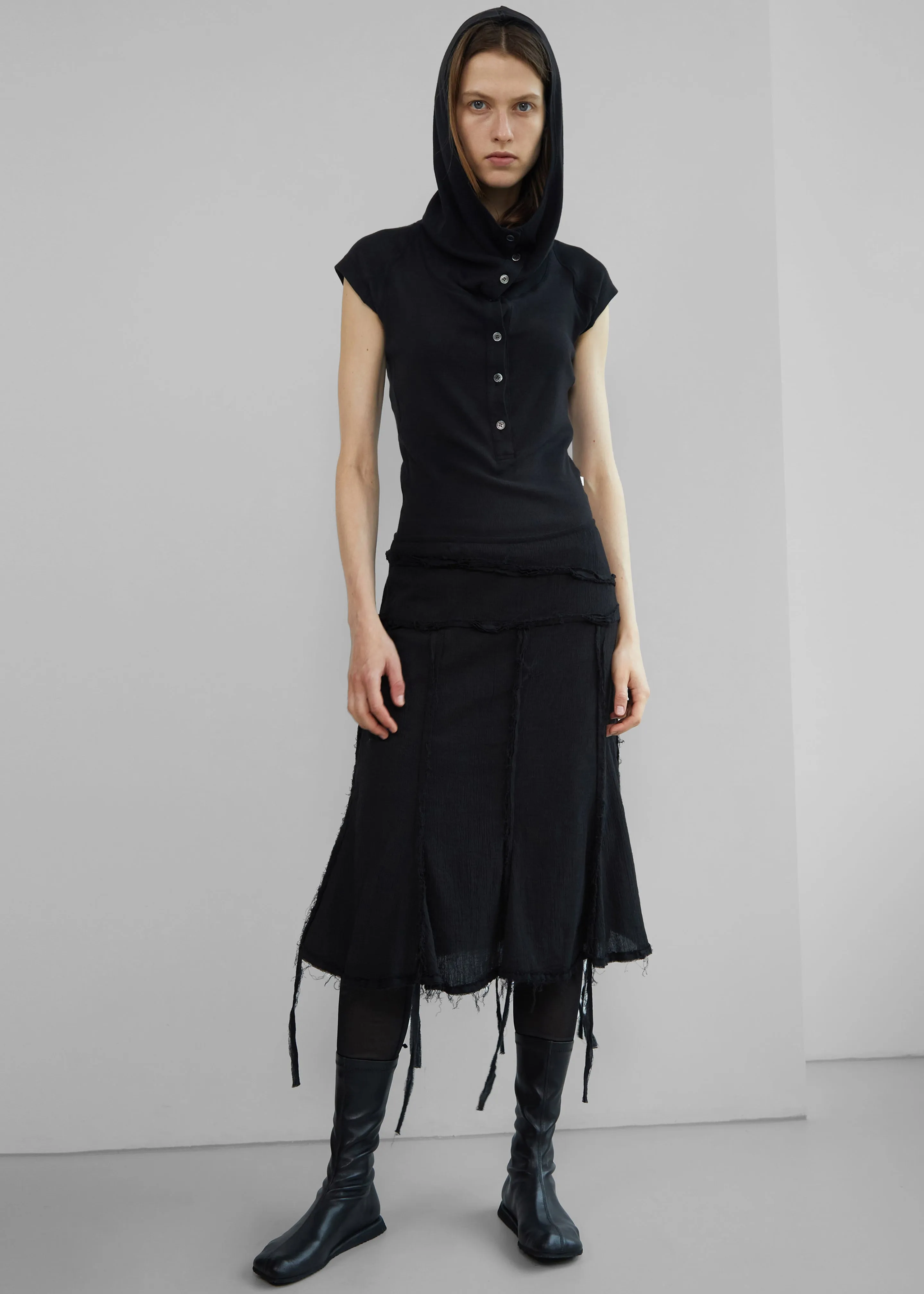 Low Classic Button Up Hoodie - Black | Parallel