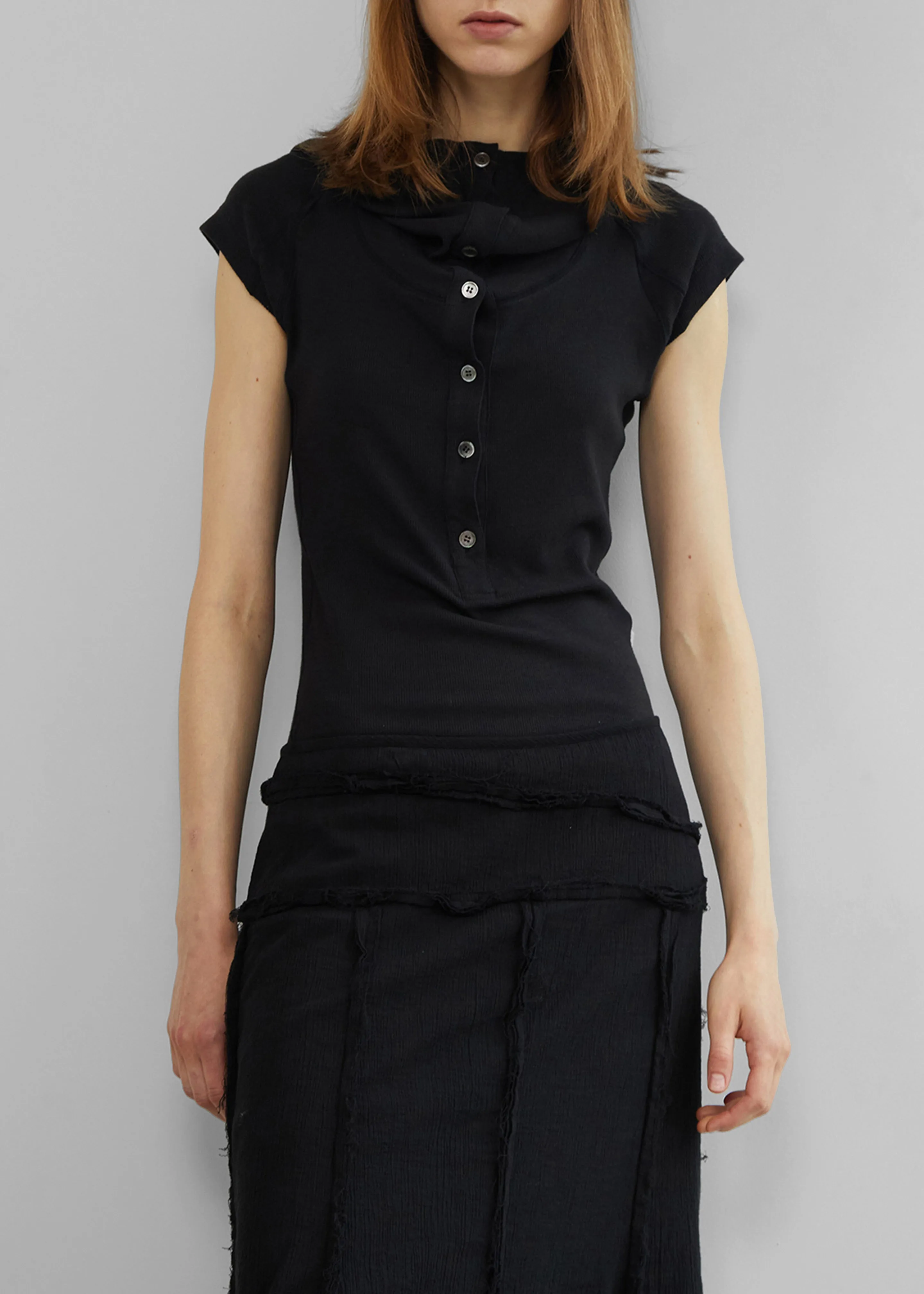 Frankie Shop Low Classic Button Up Hoodie - Black | Parallel