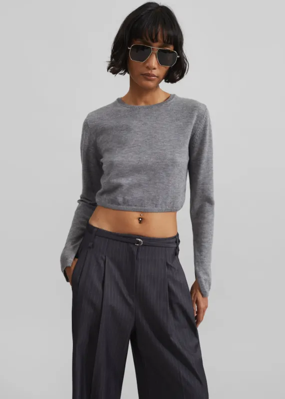 Veer Zip Cropped Sweater - Grey sold by Frankie Shop