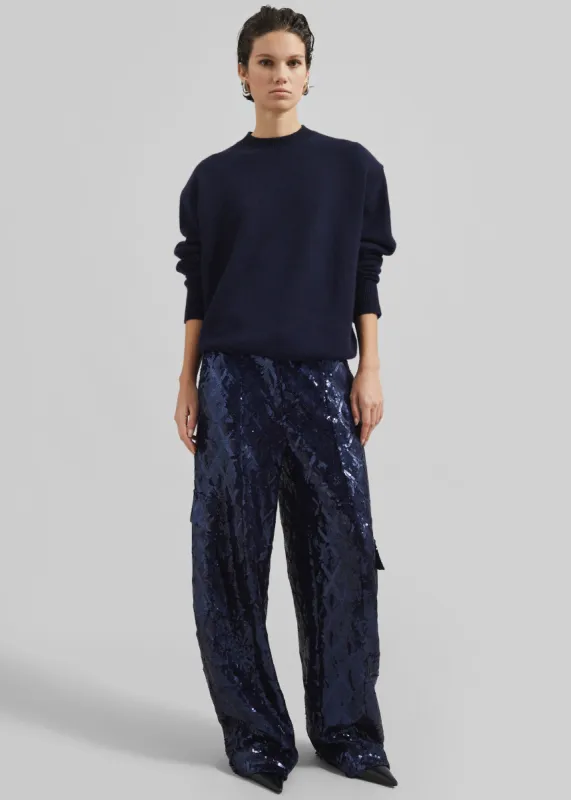 ROTATE Sequins Cargo Pants - Dark Blue sold by Frankie Shop