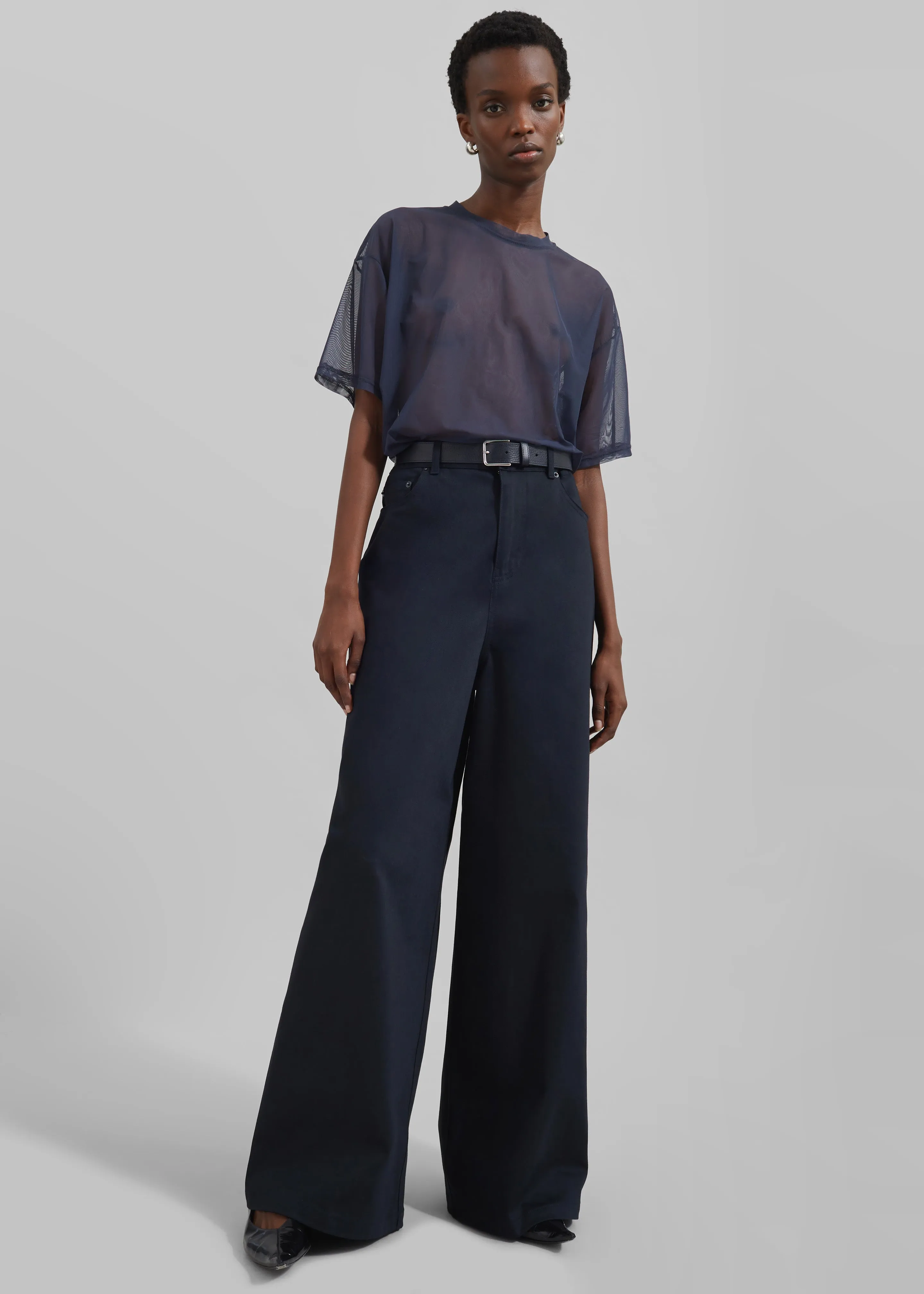 Sasha Wide Leg Twill Pants - Navy sold by Frankie Shop product image thumbnail 4