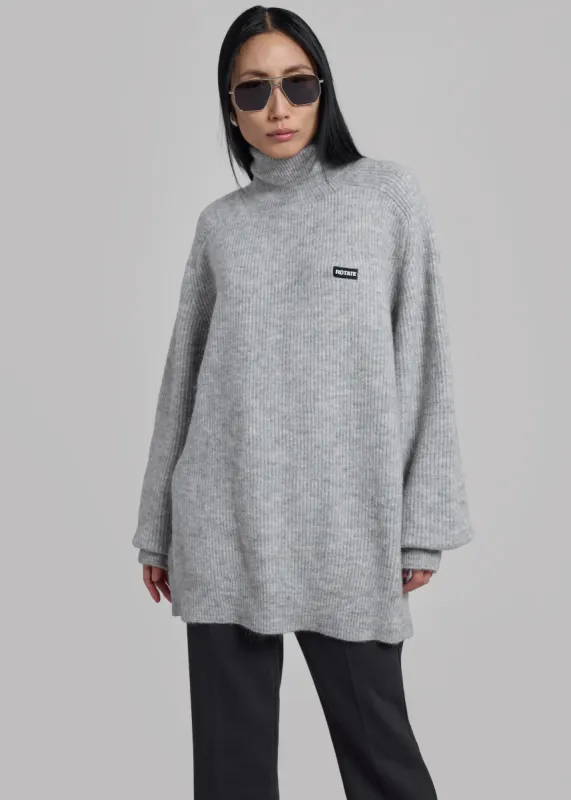 Rotate Turtleneck Sweater - Light Grey sold by Frankie Shop