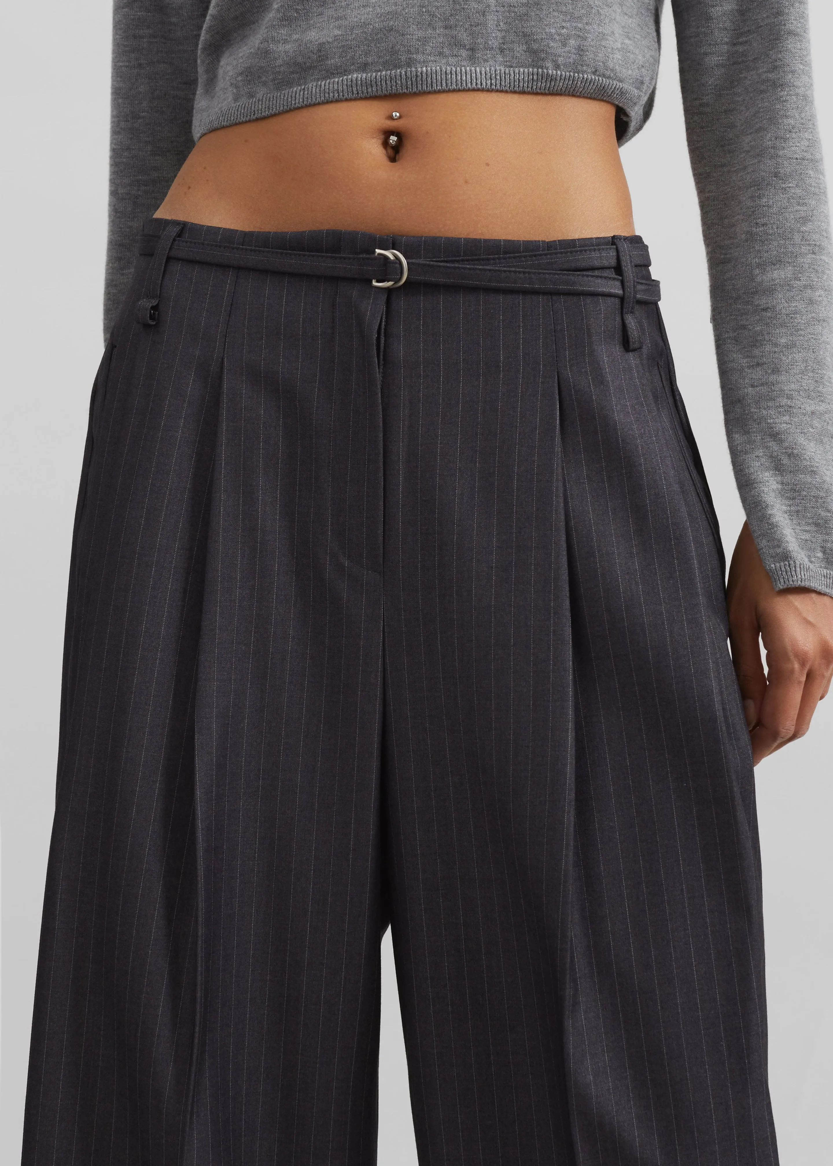 Loma Pintuck Trousers - Charcoal/White Pinstripe sold by Frankie Shop product image thumbnail 2