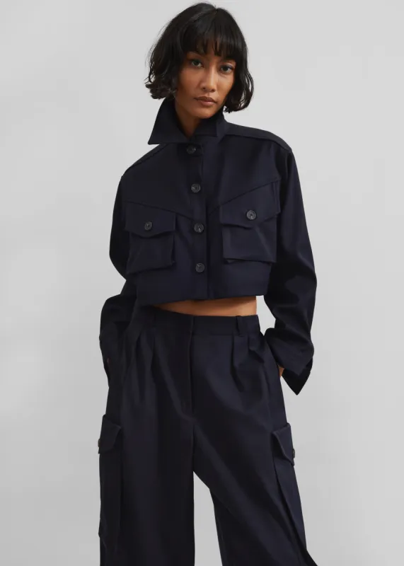 Kiora Cropped Jacket - Navy sold by Frankie Shop