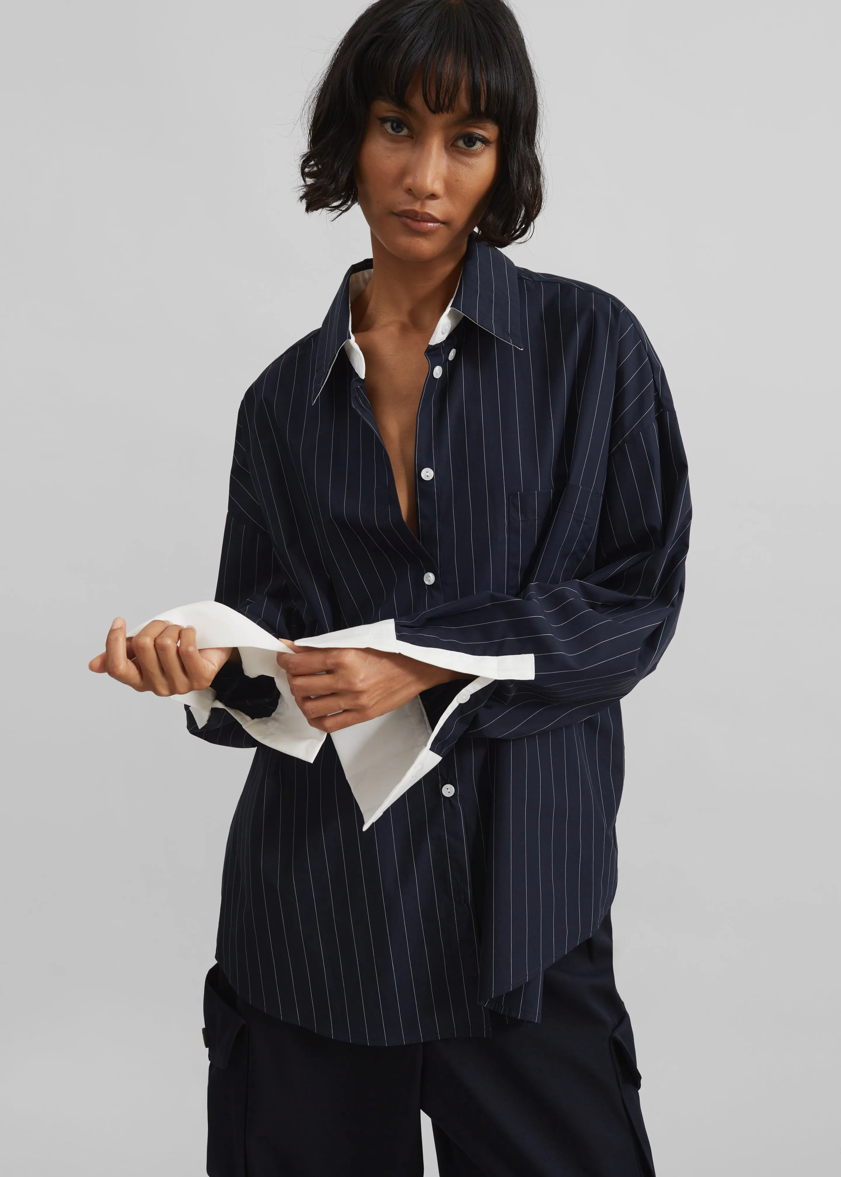 Lorna Shirt - Navy/White Pinstripe sold by Frankie Shop product image thumbnail 3