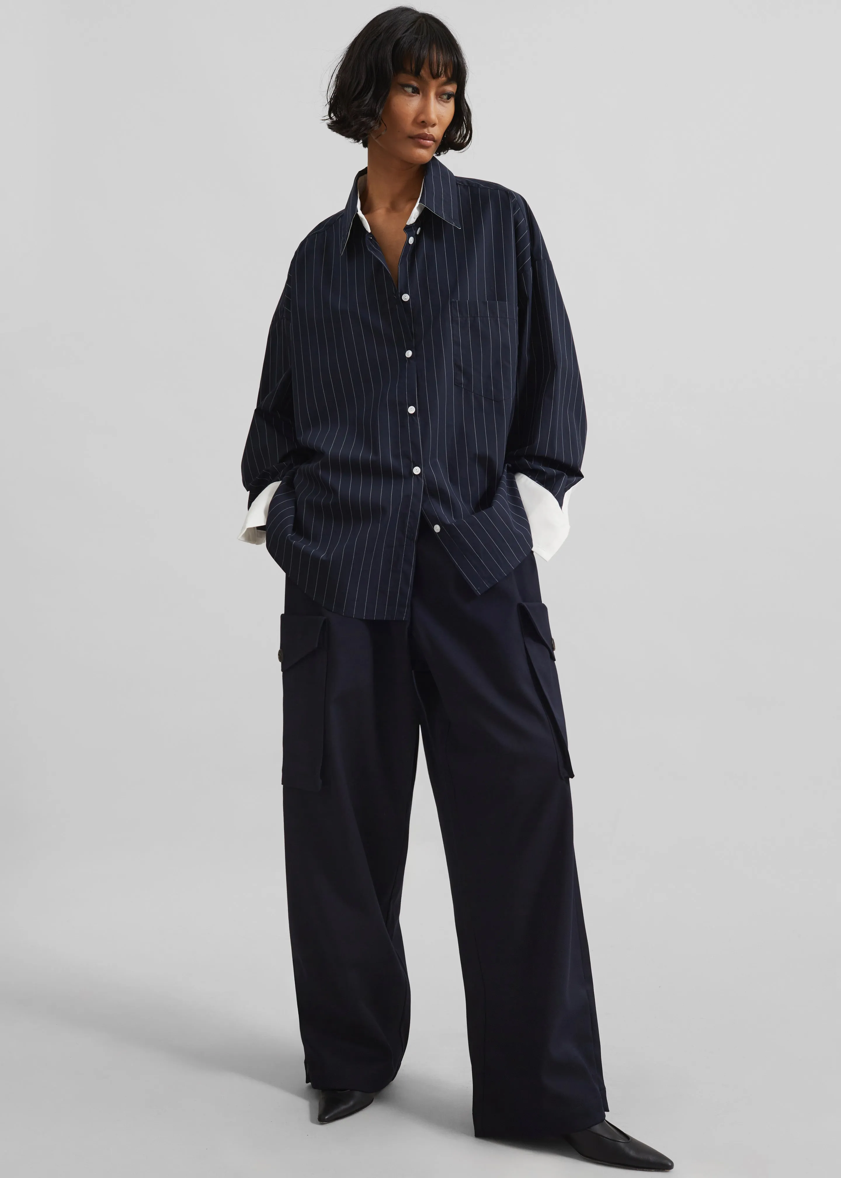 Lorna Shirt - Navy/White Pinstripe sold by Frankie Shop product image thumbnail 2