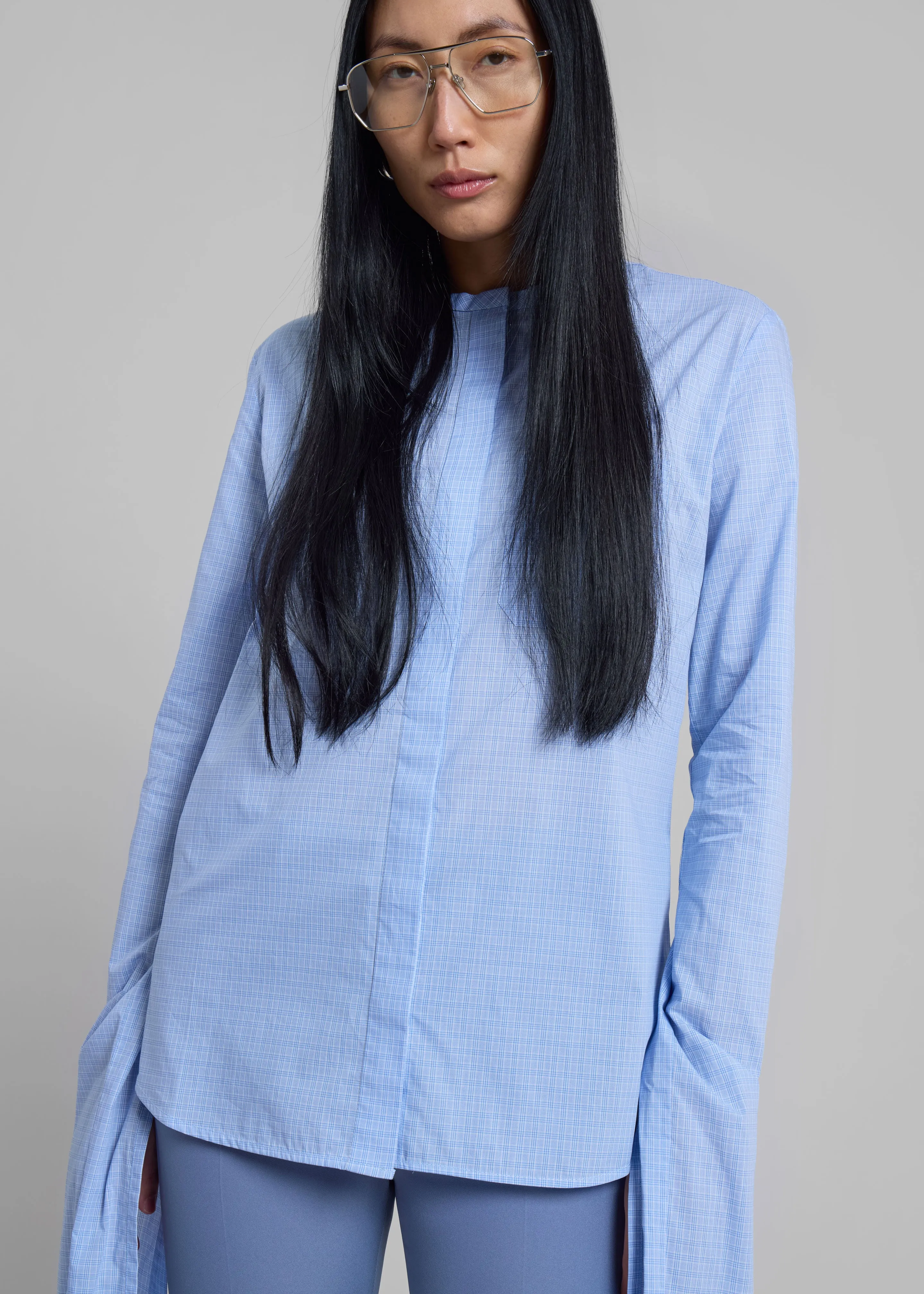 Coperni Knot Sleeve Shirt - Blue/White sold by Frankie Shop
