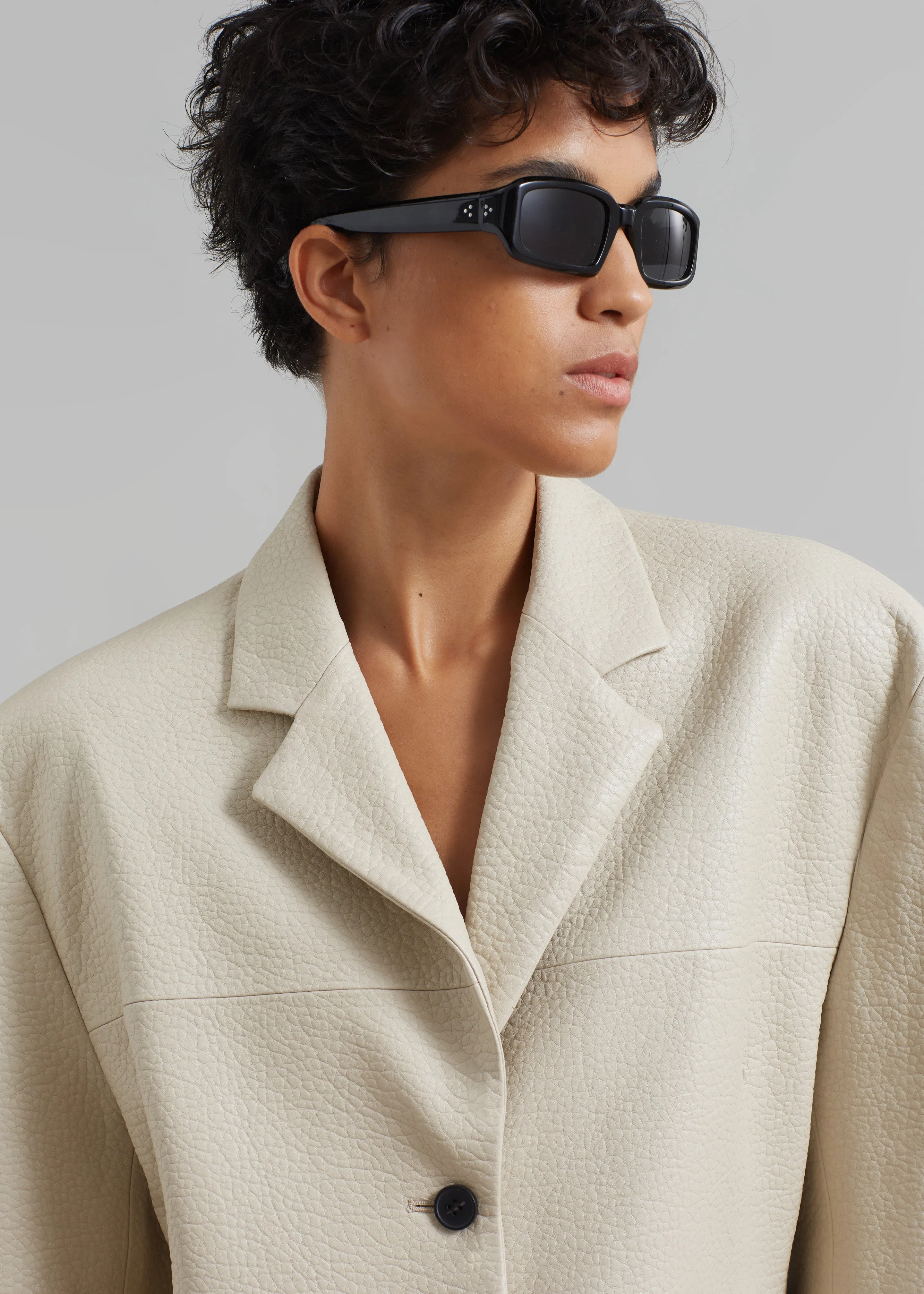 Orion Faux Leather Blazer - Cream sold by Frankie Shop