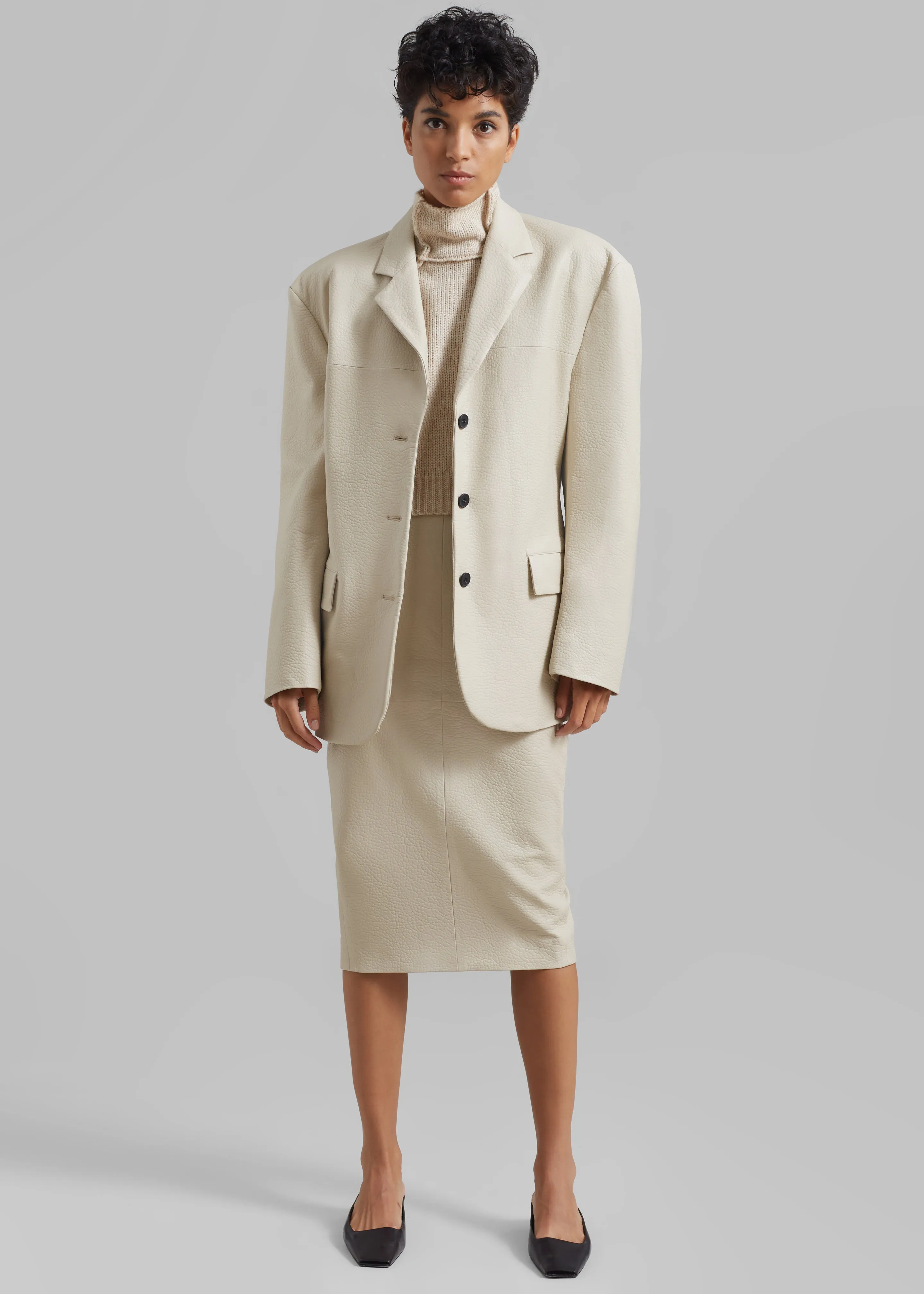 Orion Faux Leather Blazer - Cream sold by Frankie Shop product image thumbnail 5