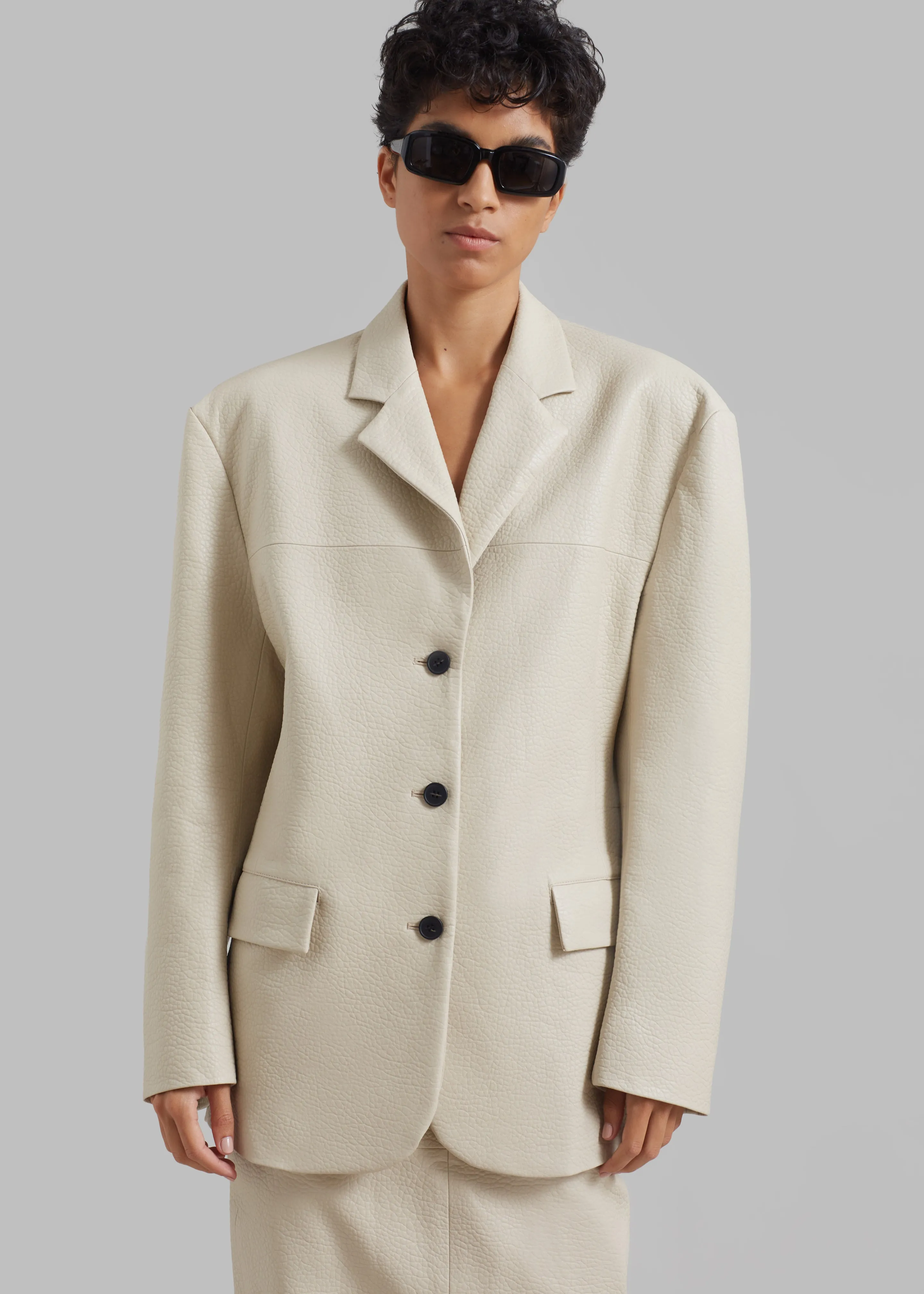 Orion Faux Leather Blazer - Cream sold by Frankie Shop product image thumbnail 4