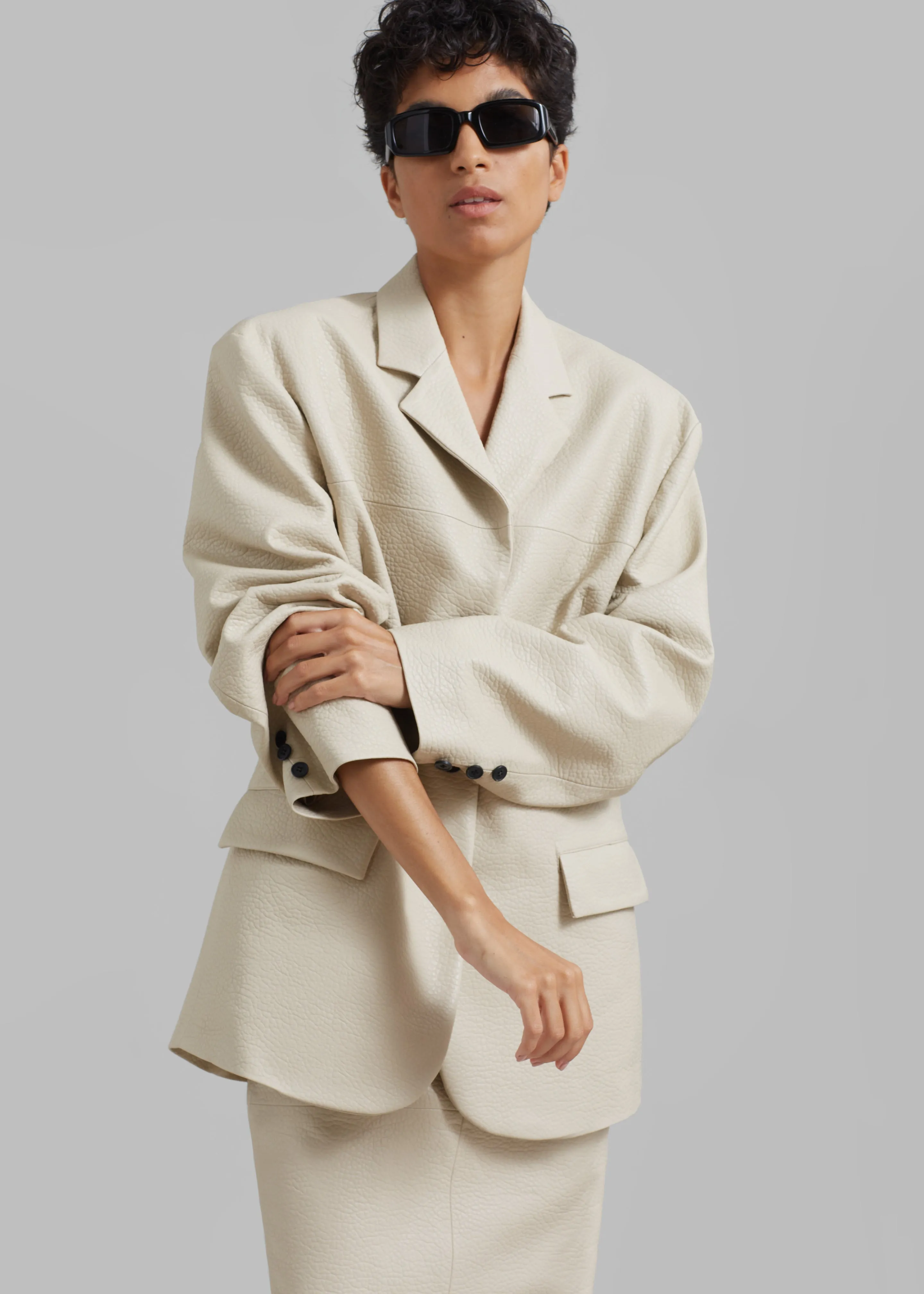 Orion Faux Leather Blazer - Cream sold by Frankie Shop product image thumbnail 2