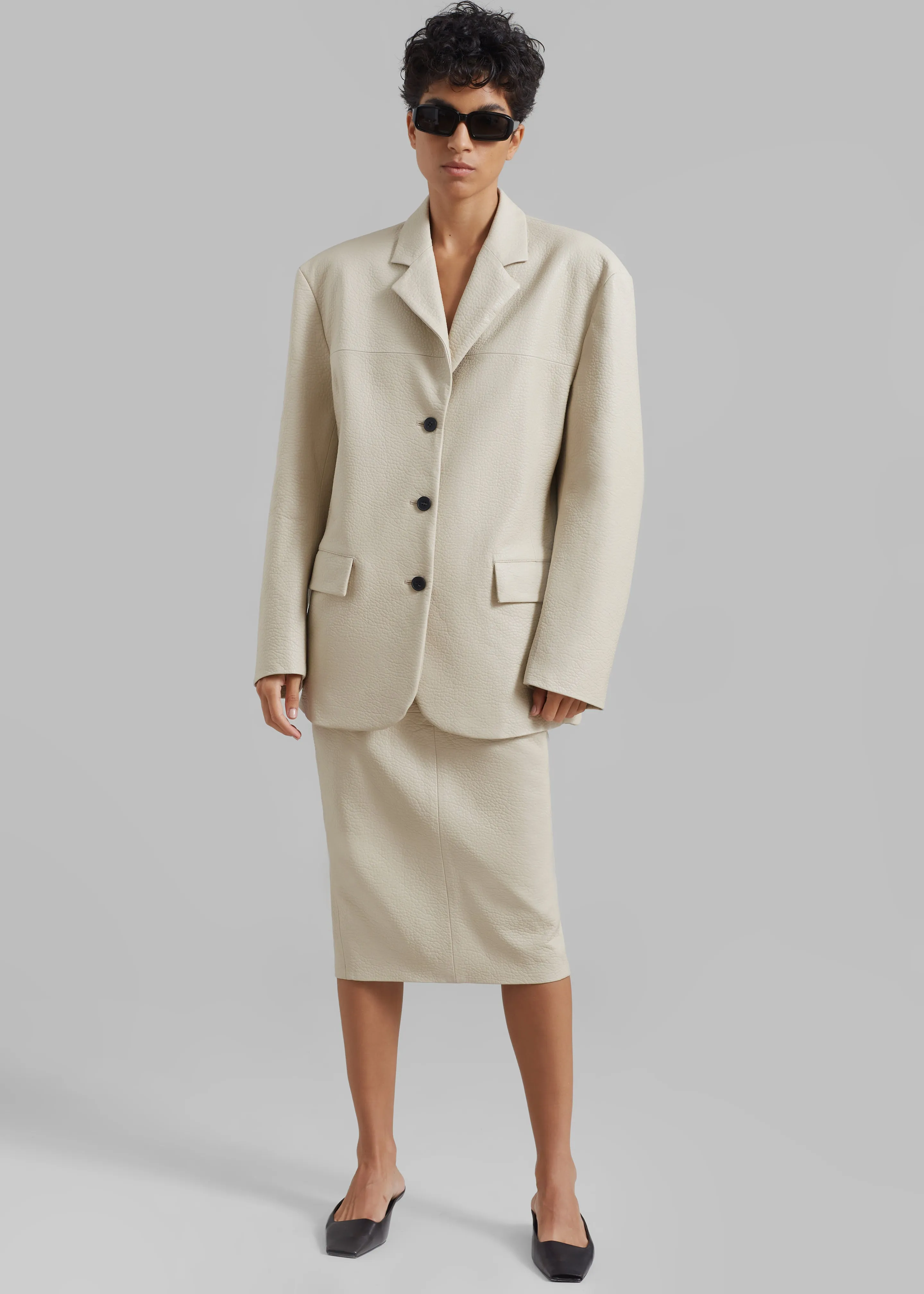 Orion Faux Leather Blazer - Cream sold by Frankie Shop product image thumbnail 3