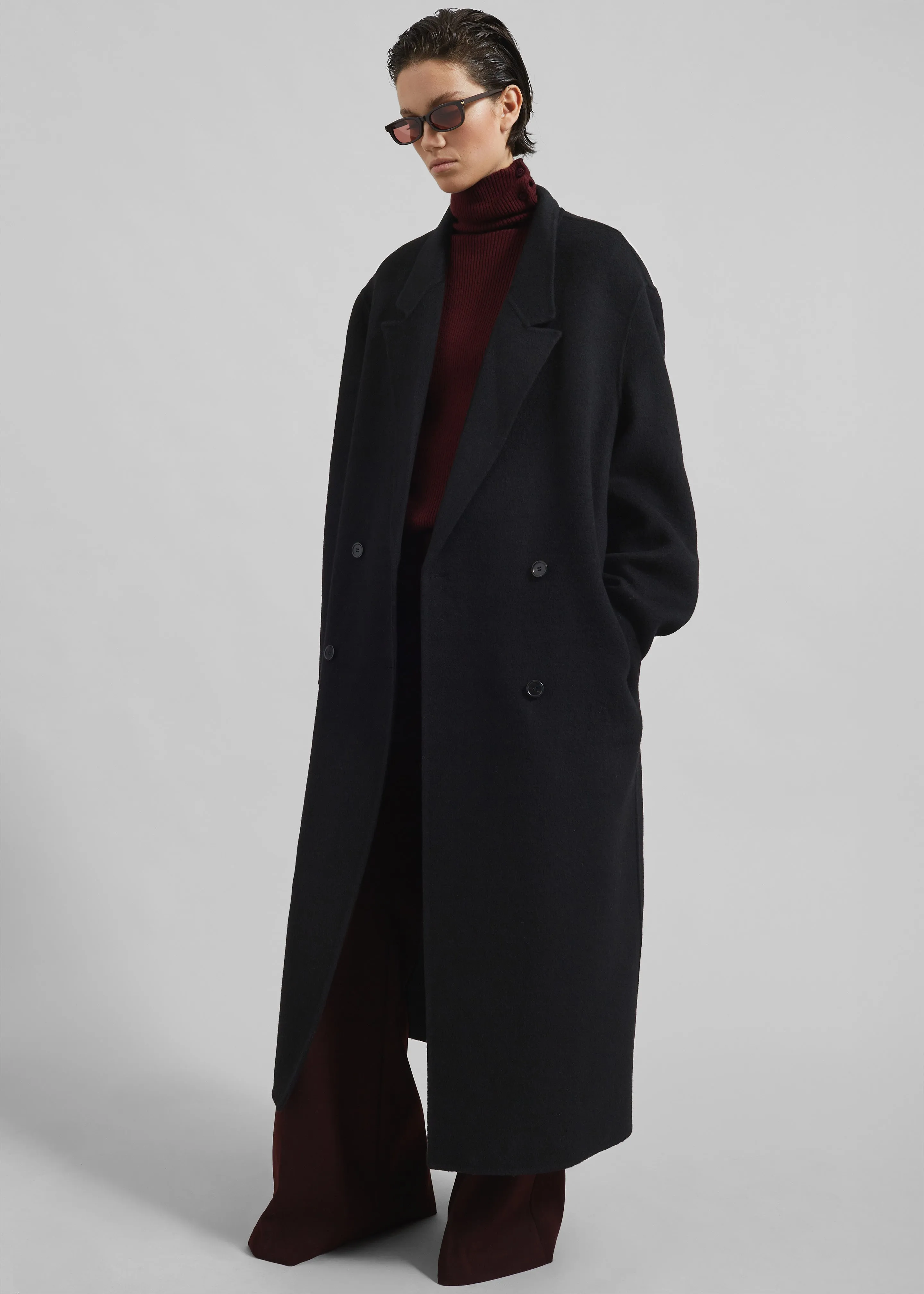 Veonce Oversized Wool Coat - Black sold by Frankie Shop