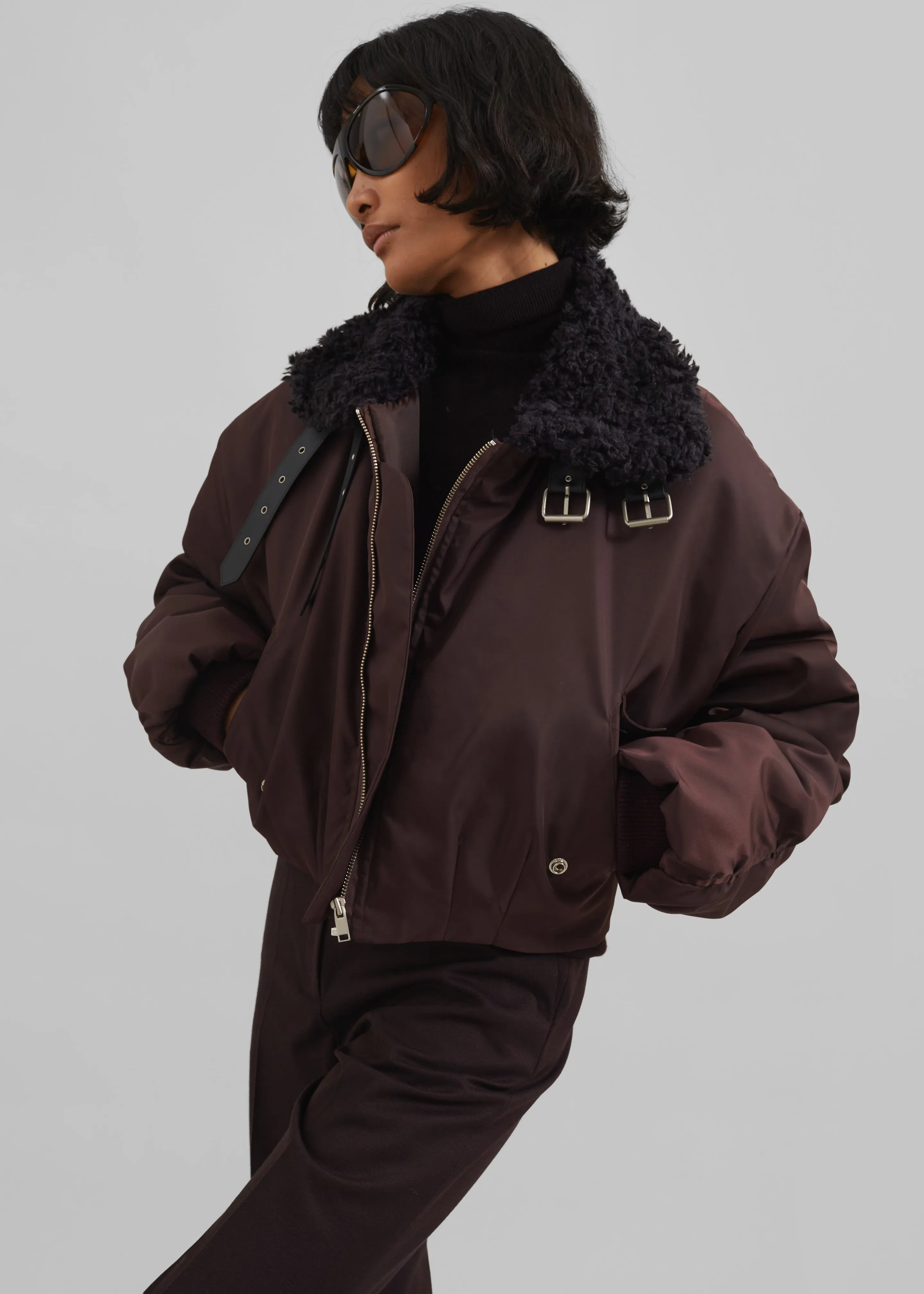 Riano Cropped Bomber Jacket - Burgundy sold by Frankie Shop product image thumbnail 2