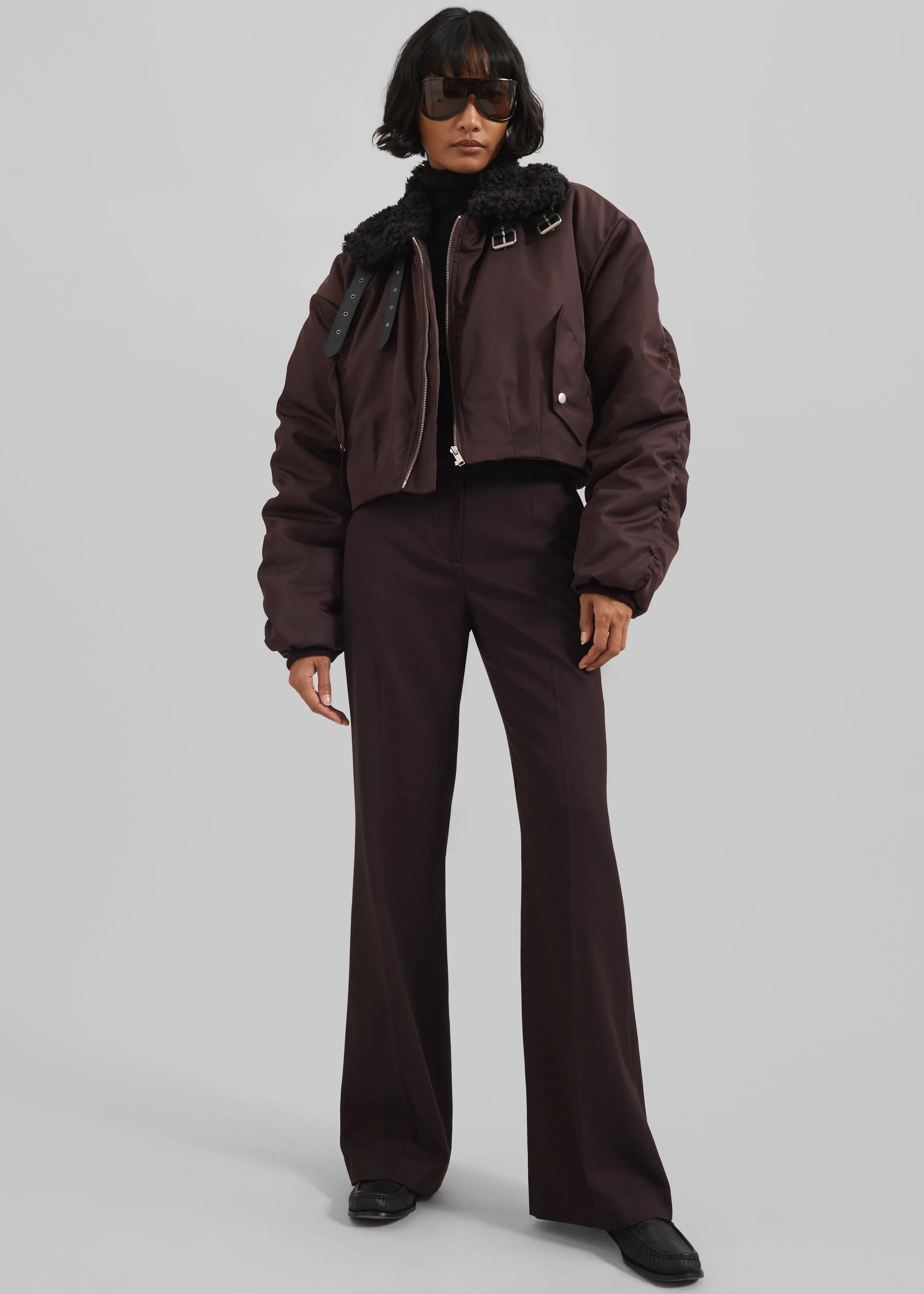 Riano Cropped Bomber Jacket - Burgundy sold by Frankie Shop product image thumbnail 3