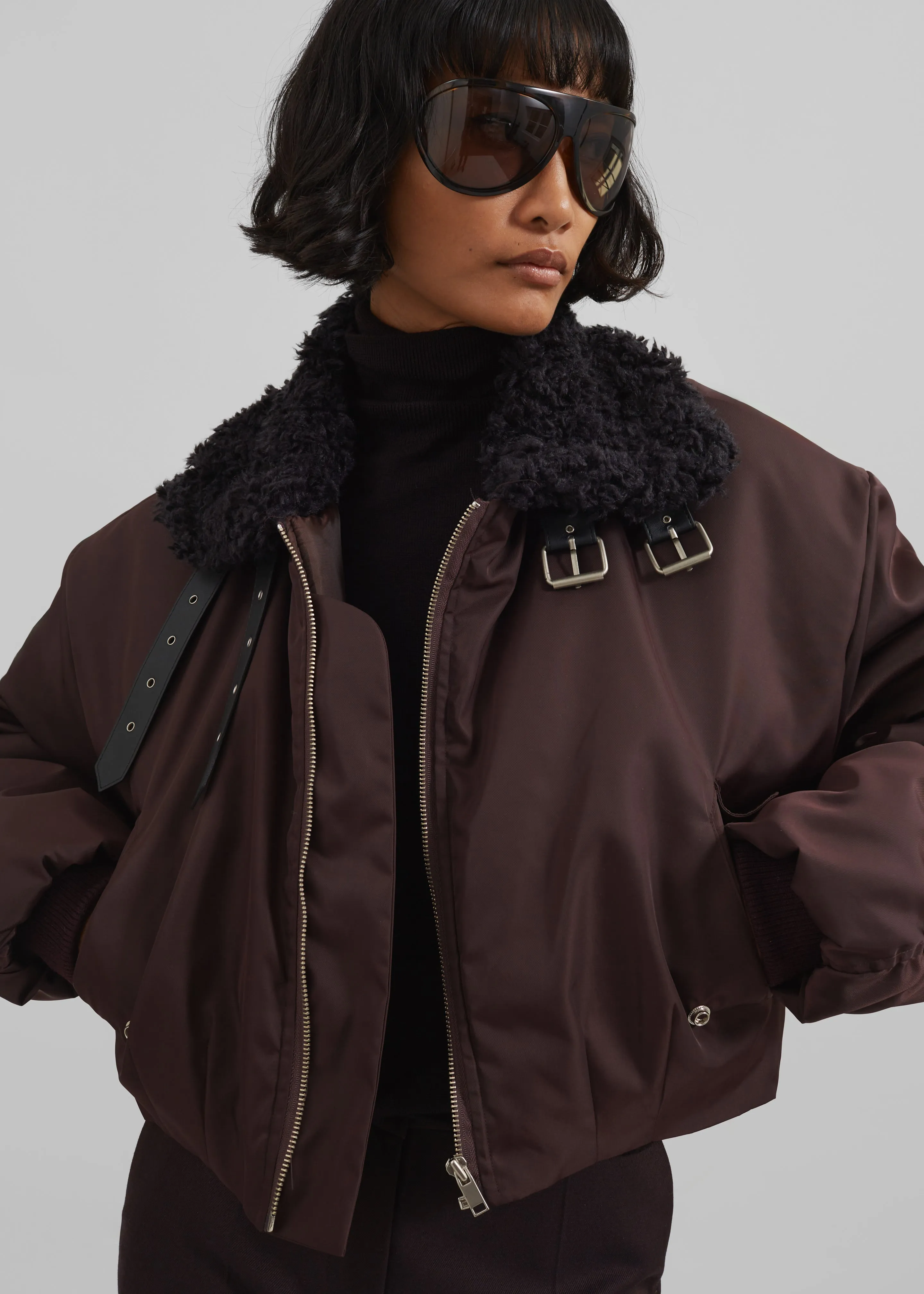 Riano Cropped Bomber Jacket - Burgundy sold by Frankie Shop product image thumbnail 5