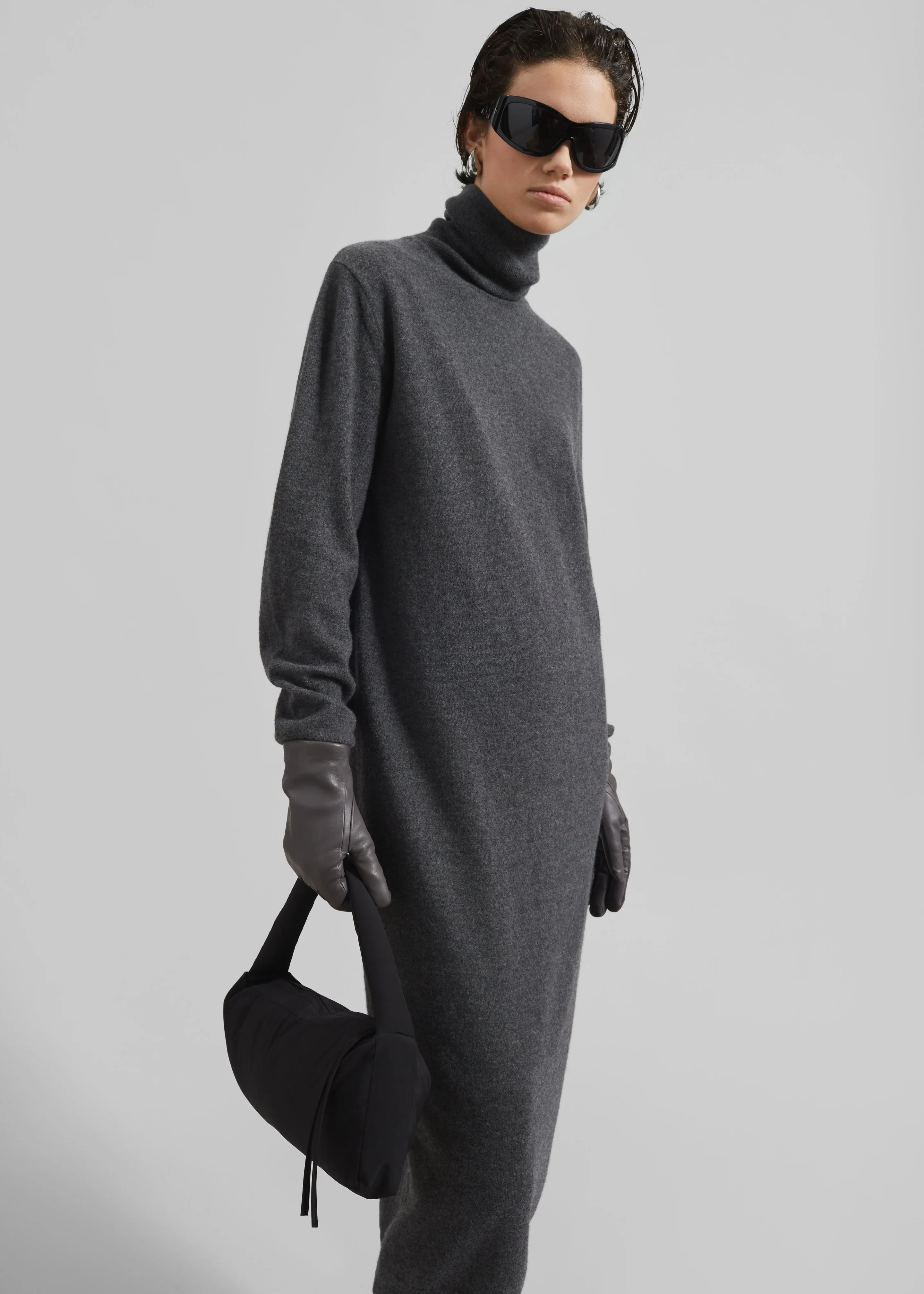 Ruelle Turtleneck Knit Dress - Grey sold by Frankie Shop