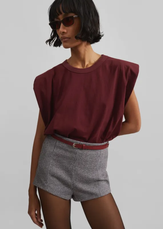 Eva Padded Shoulder Muscle T-Shirt - Burgundy sold by Frankie Shop
