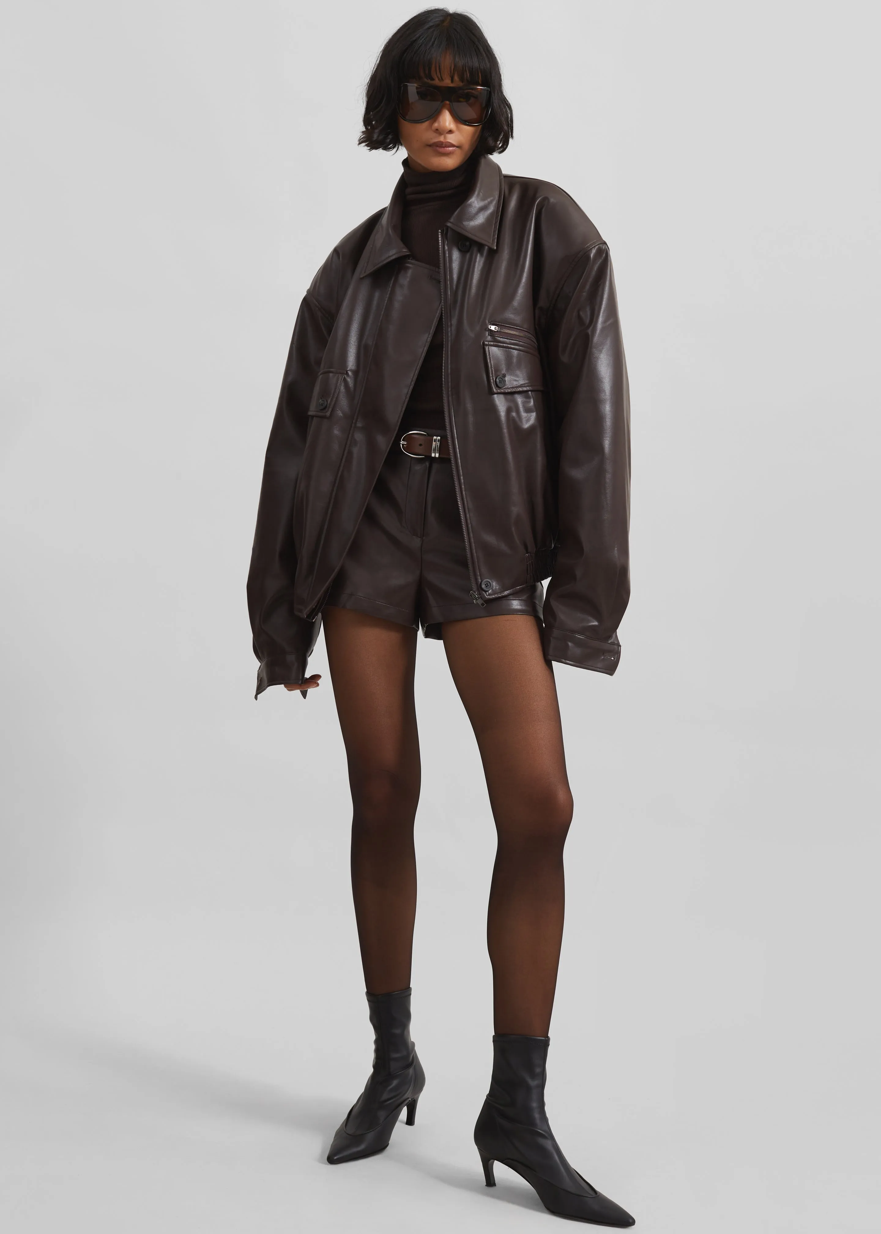 Naica Faux Leather Hot Pants - Brown sold by Frankie Shop product image thumbnail 2