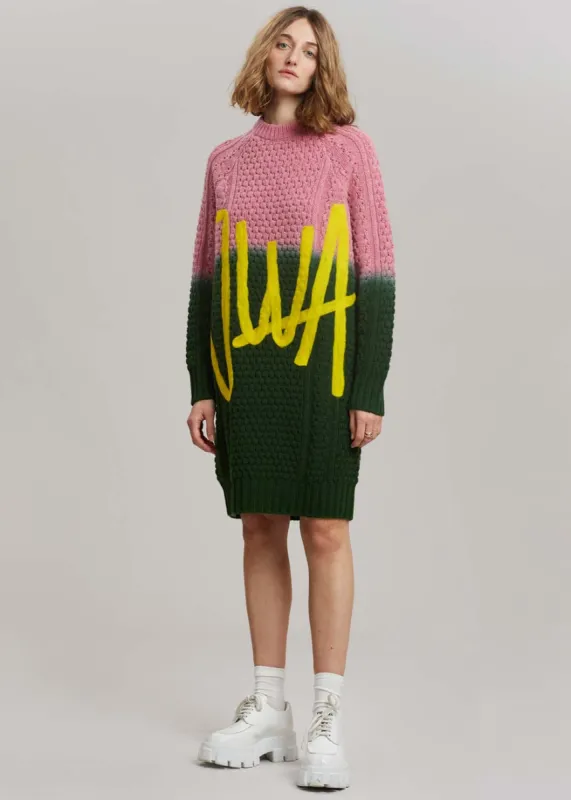 JW Anderson Cable Crewneck Mini Dress - Pink/Green sold by Frankie Shop