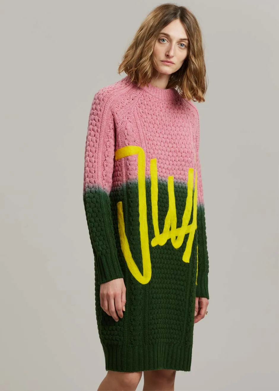 JW Anderson Cable Crewneck Mini Dress - Pink/Green sold by Frankie Shop product image thumbnail 3