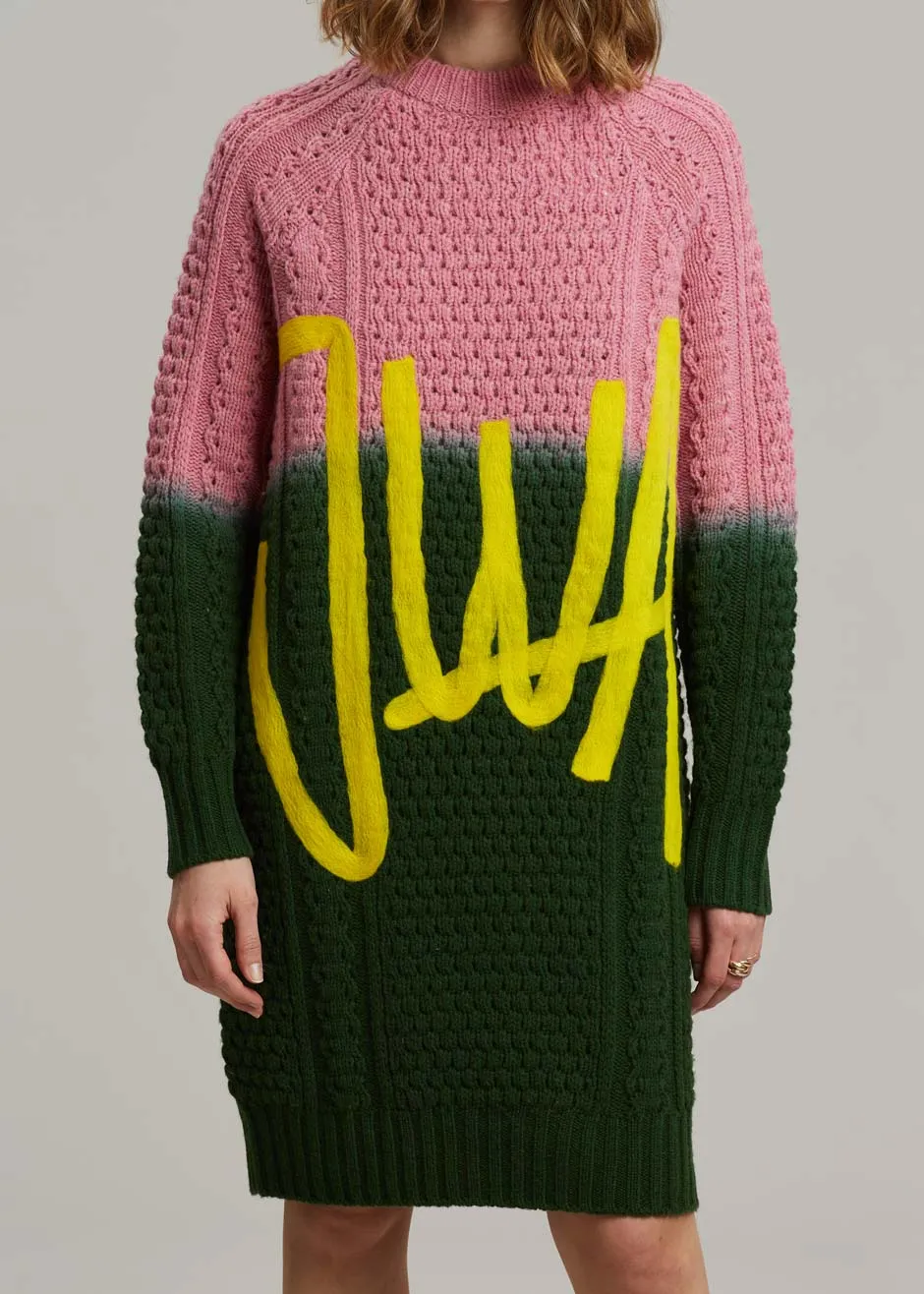 JW Anderson Cable Crewneck Mini Dress - Pink/Green sold by Frankie Shop product image thumbnail 2