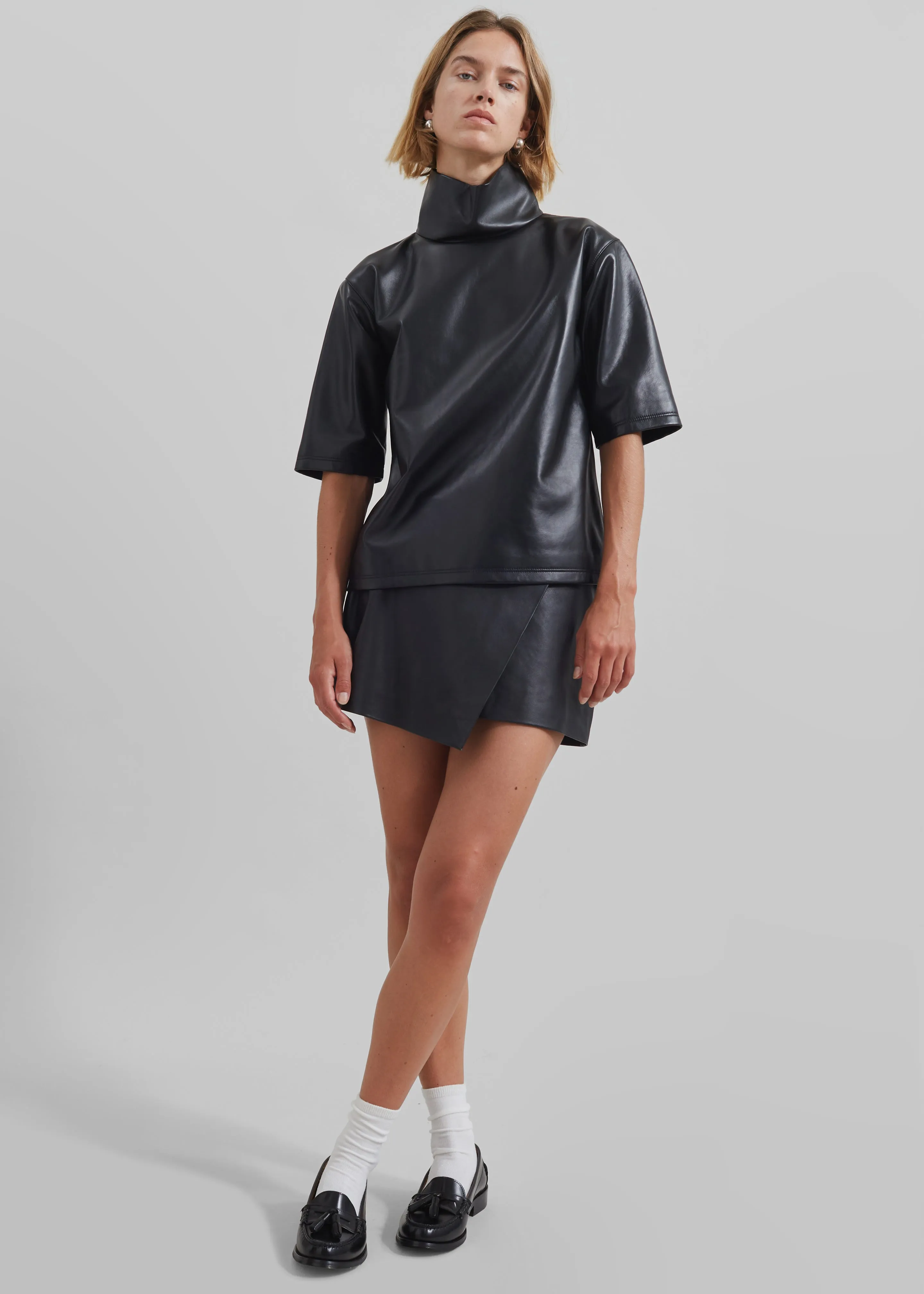 Shiloh Leather Mock Neck Top - Black sold by Frankie Shop product image thumbnail 4