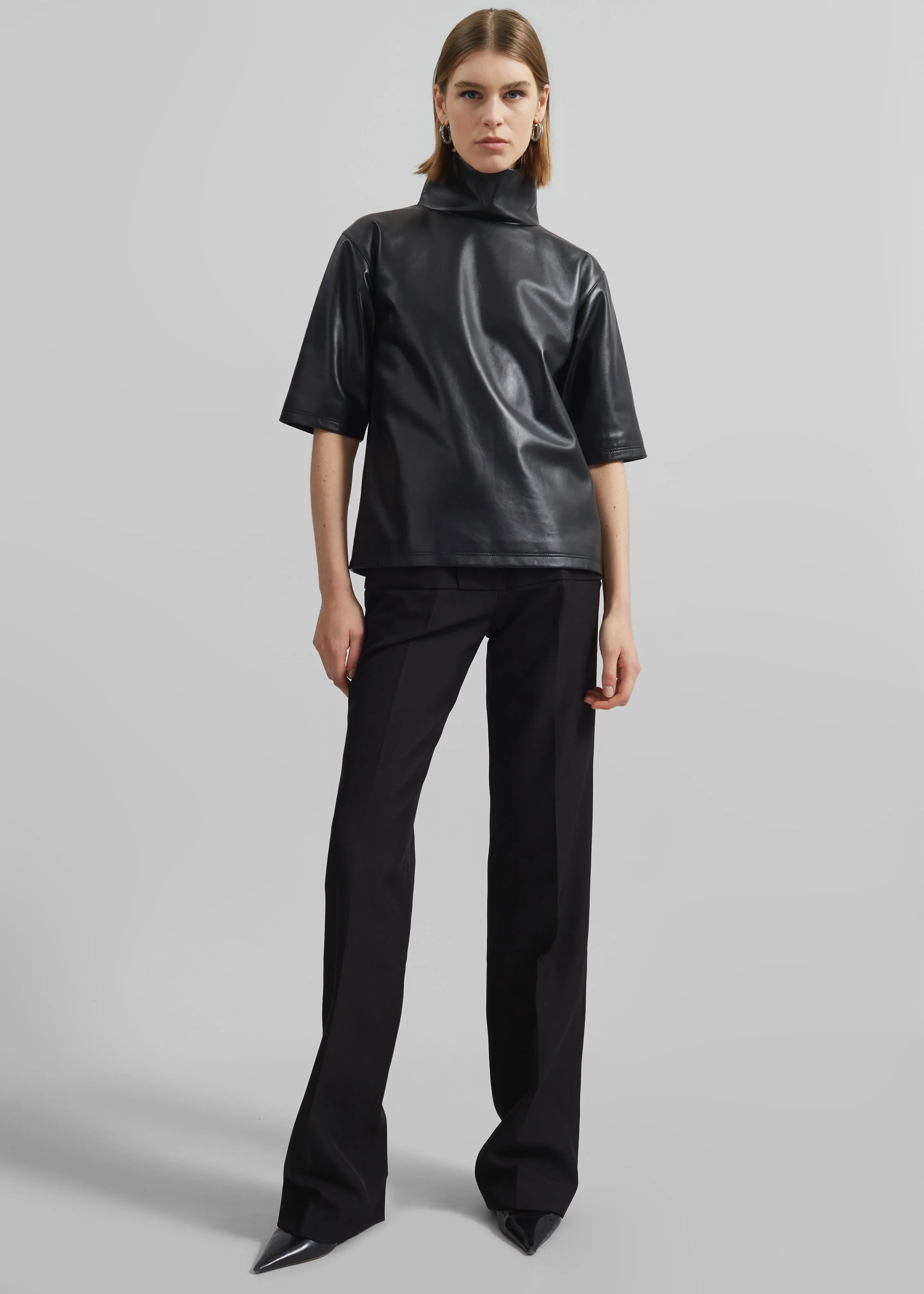 Shiloh Leather Mock Neck Top - Black sold by Frankie Shop