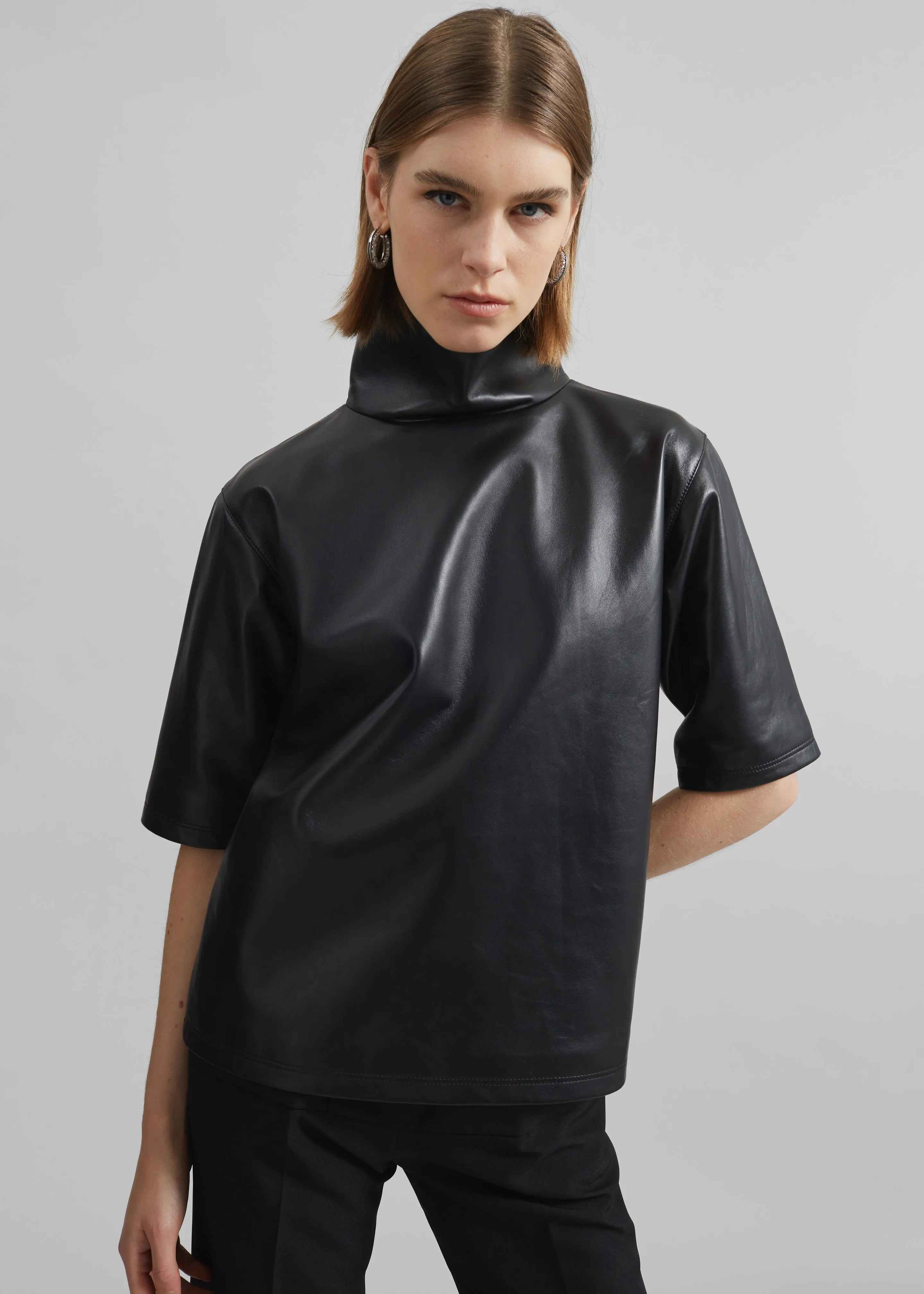 Shiloh Leather Mock Neck Top - Black sold by Frankie Shop product image thumbnail 2