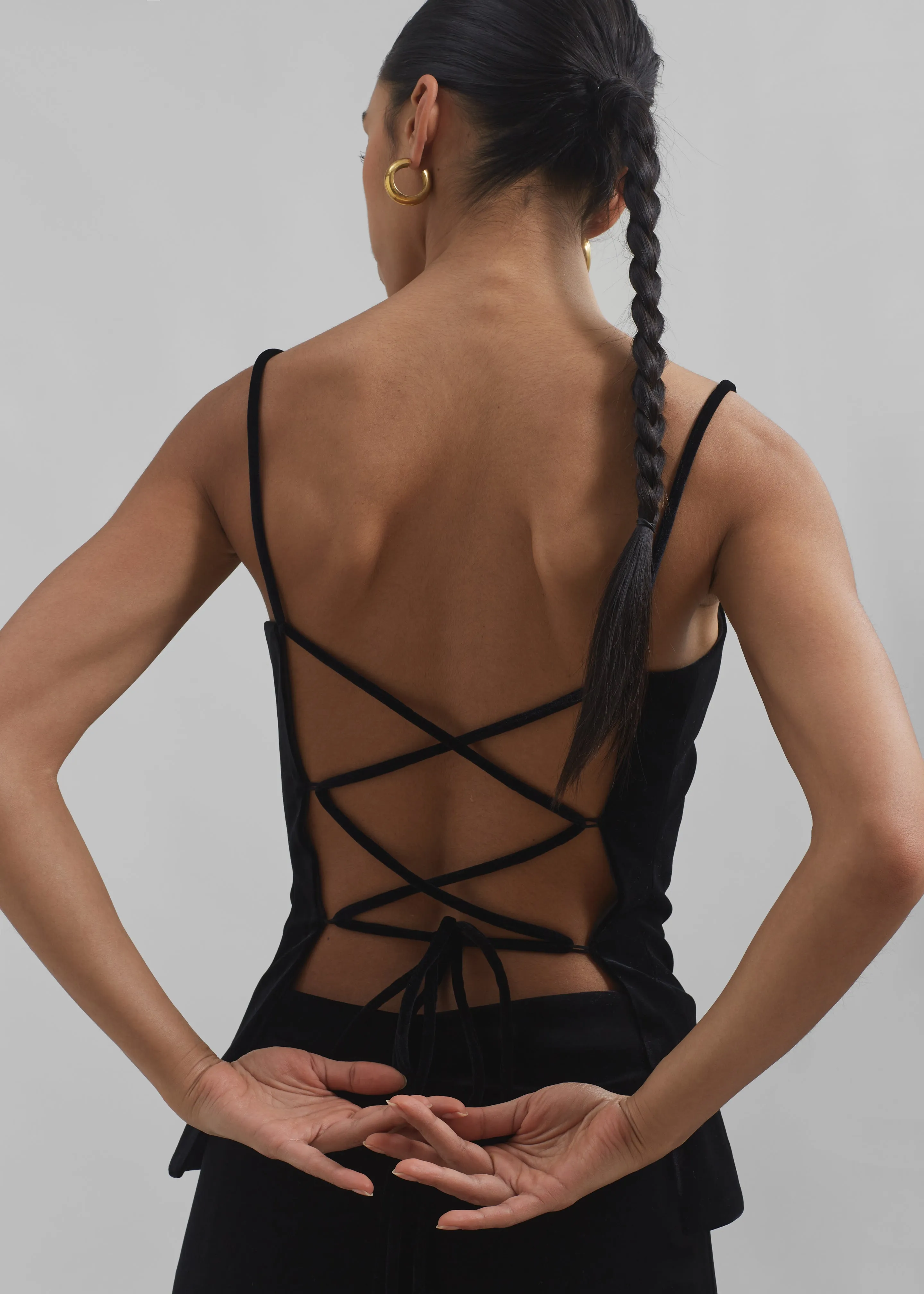 Lucia Velvet Tank - Black sold by Frankie Shop